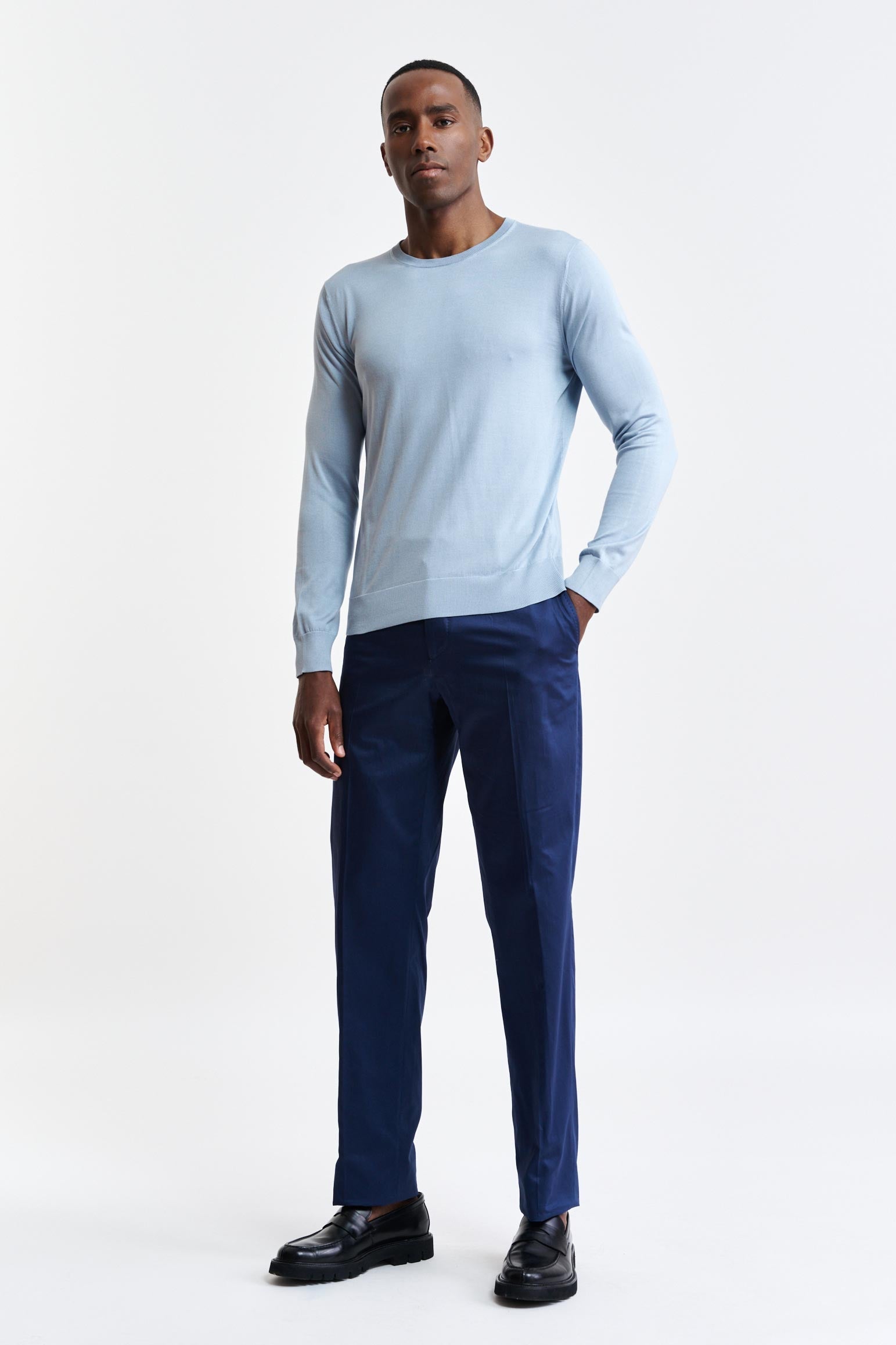 Baby Blue Silk Crewneck Crewe Knitwear — detail 1