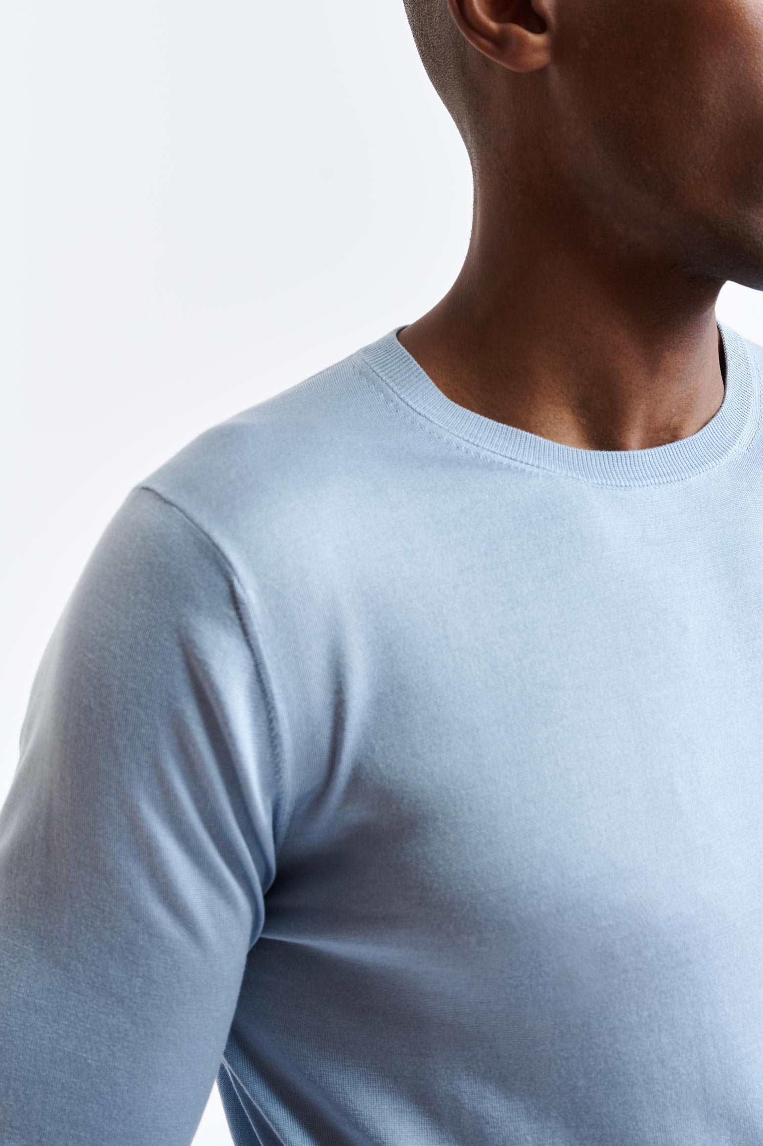 Baby Blue Silk Crewneck Crewe Knitwear — detail 3