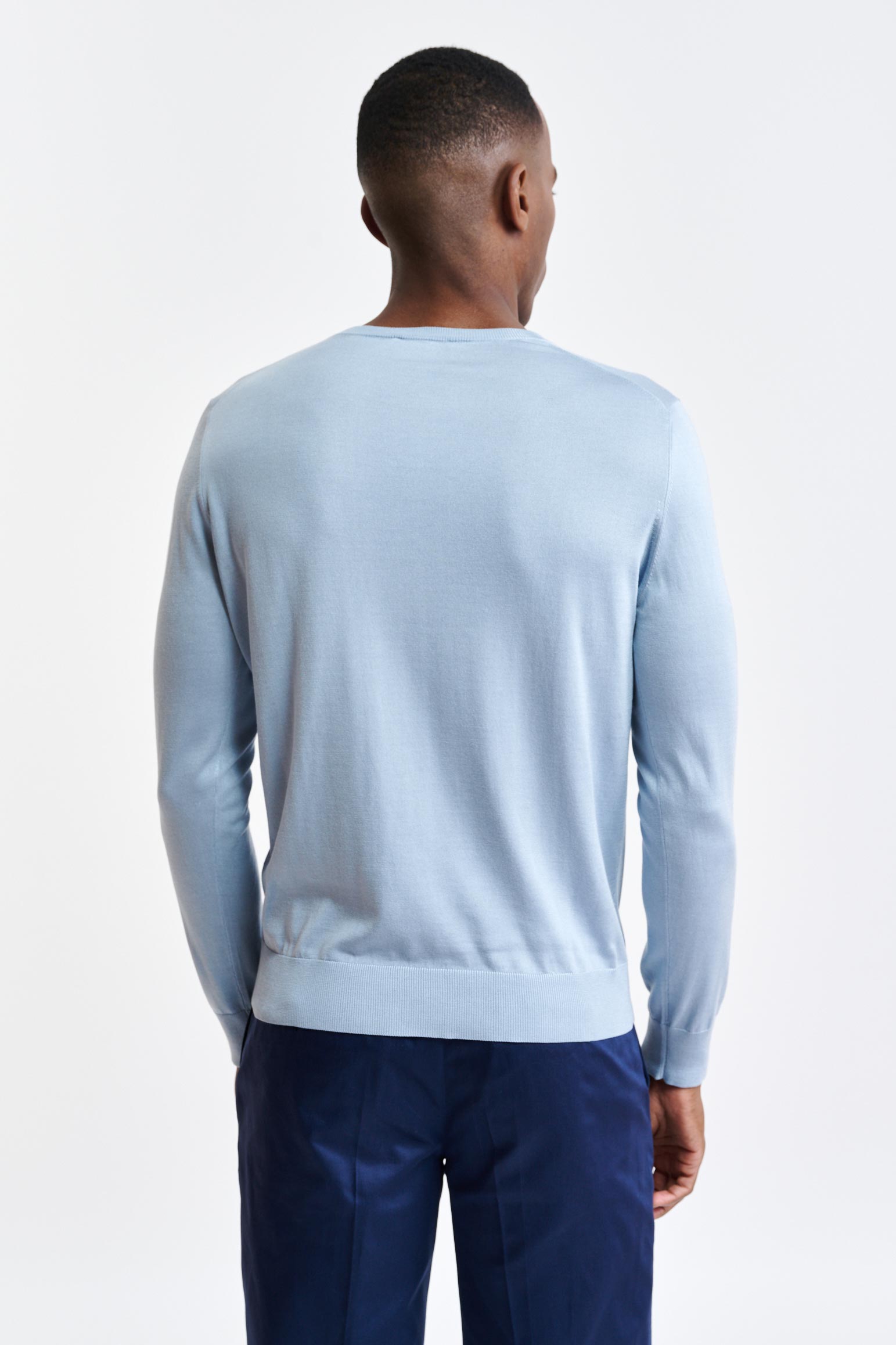 Baby Blue Silk Crewneck Crewe Knitwear — detail 2