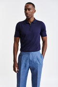 Navy Silk Polo Ripon Knitwear
