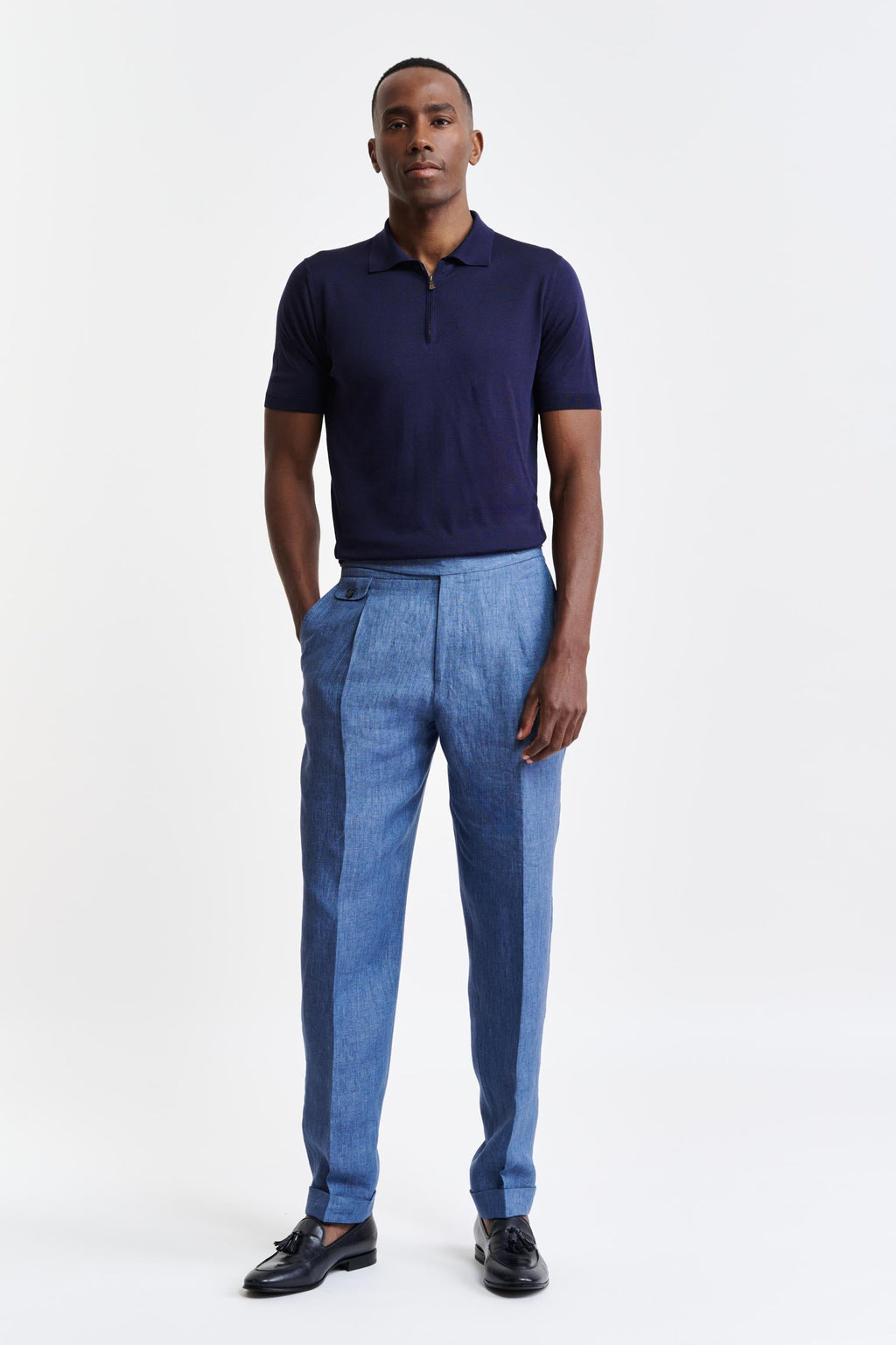 Navy Silk Polo Ripon Knitwear — detail 1
