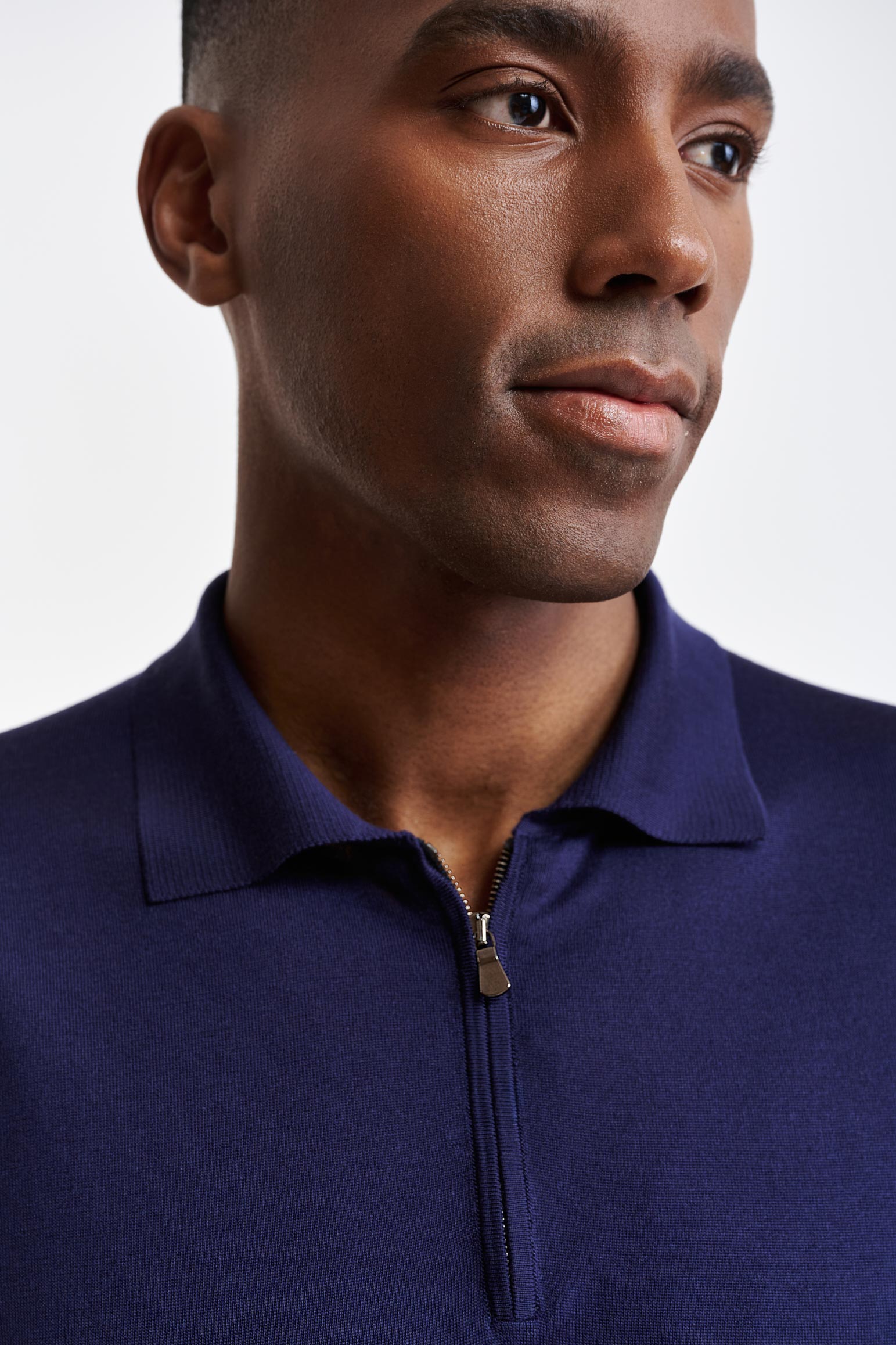 Navy Silk Polo Ripon Knitwear — detail 2