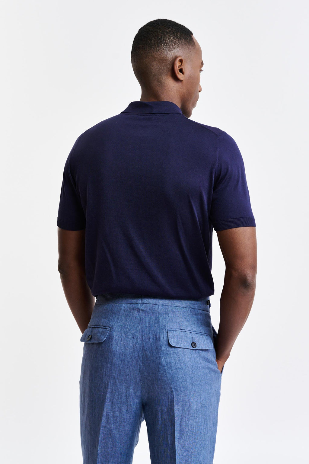 Navy Silk Polo Ripon Knitwear — detail 3