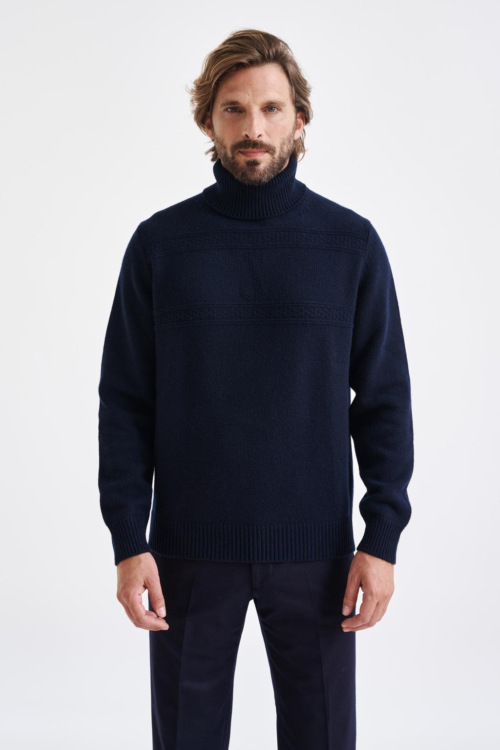 Neptune Blue Wool & Cashmere Glamis Knitwear