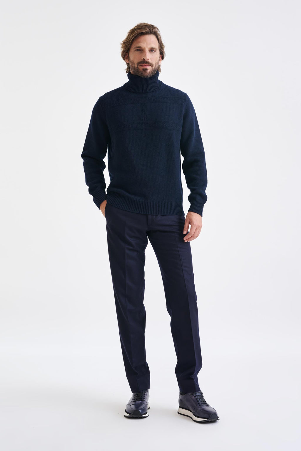 Neptune Blue Wool & Cashmere Glamis Knitwear — detail 2