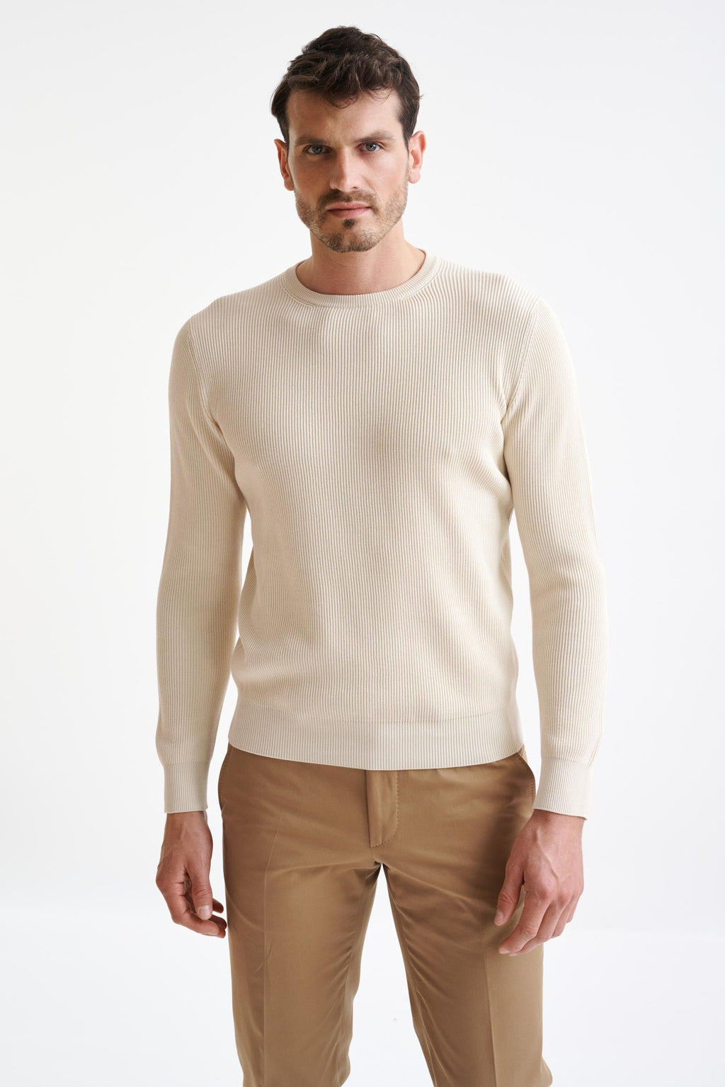 Cream 100% Cotton Rib Harrow Knitwear