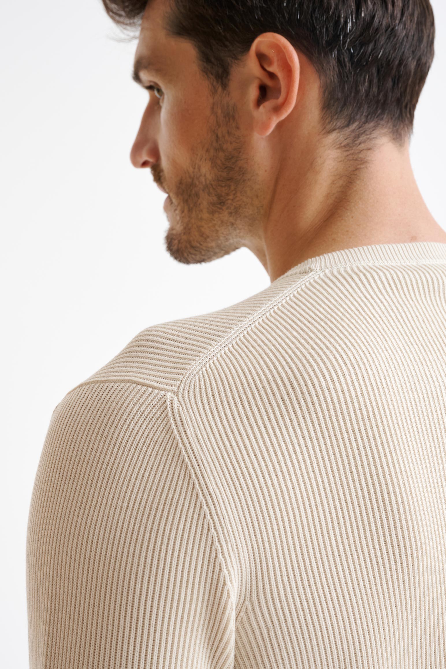 Cream 100% Cotton Rib Harrow Knitwear — detail 2