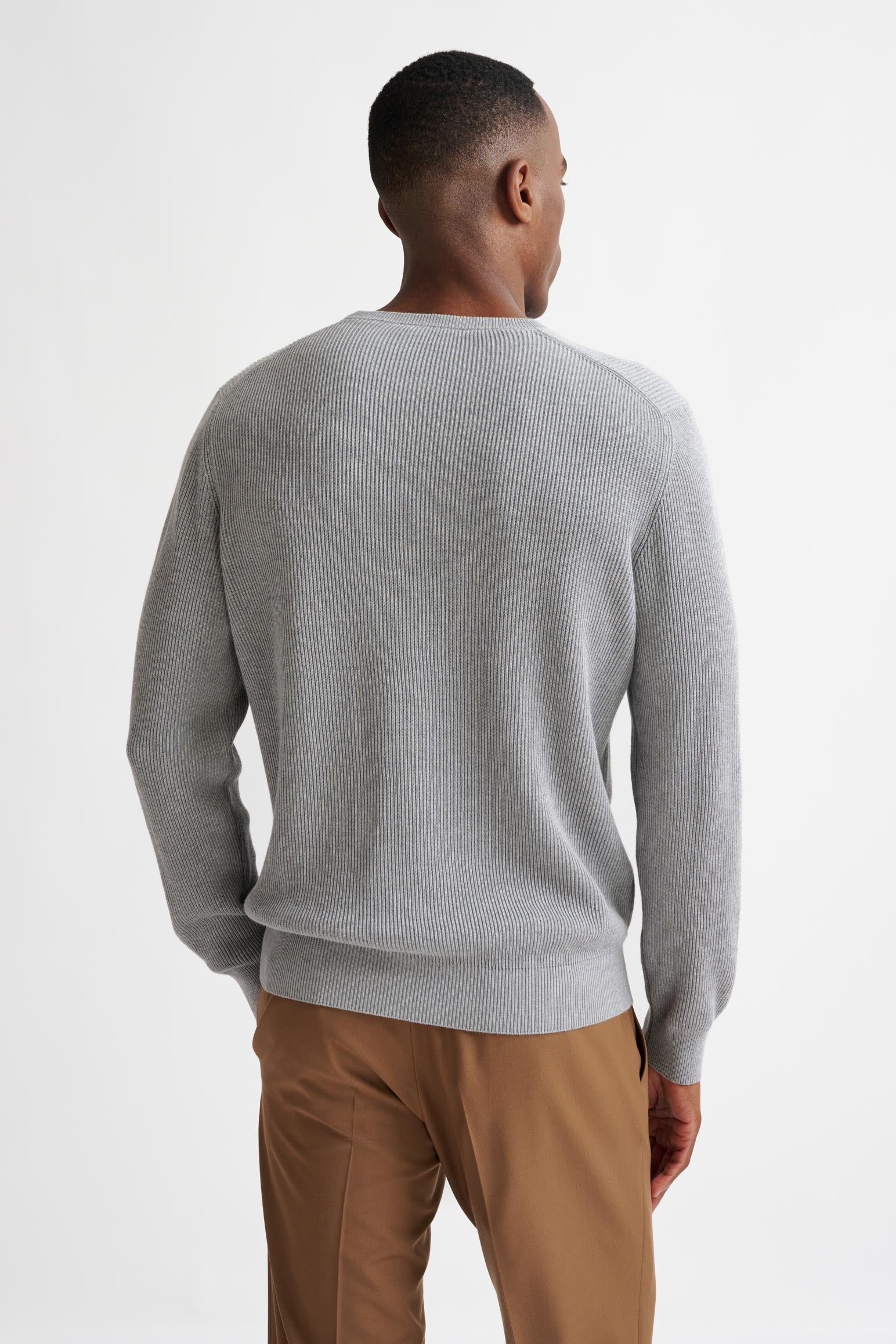 Dove Grey 100% Cotton Rib Harrow Knitwear — detail 3