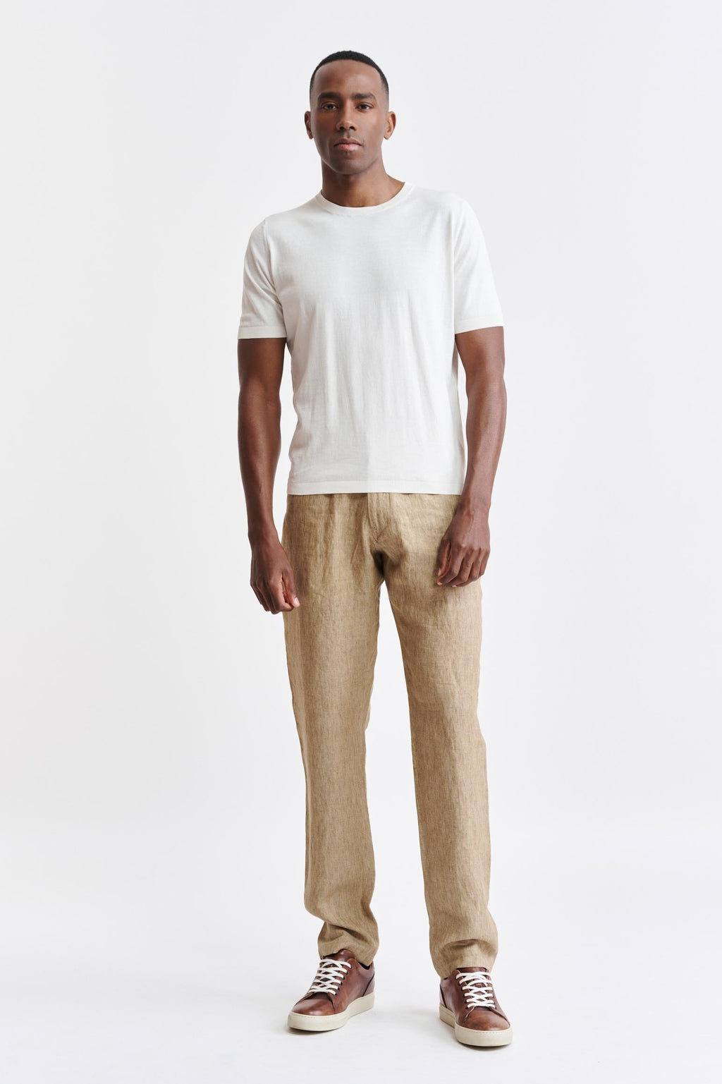 White Cotton Penryn Knitted Tee — detail 1