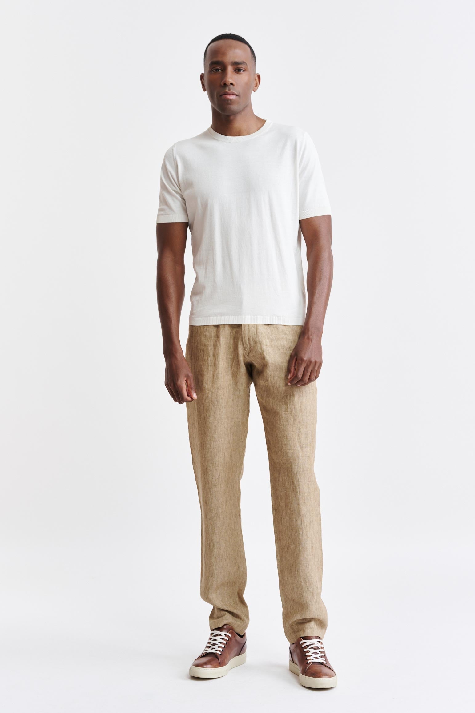 White Cotton Penryn Knitted Tee — detail 1