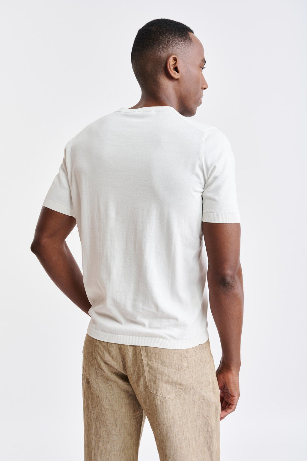 White Cotton Penryn Knitted Tee — detail 3