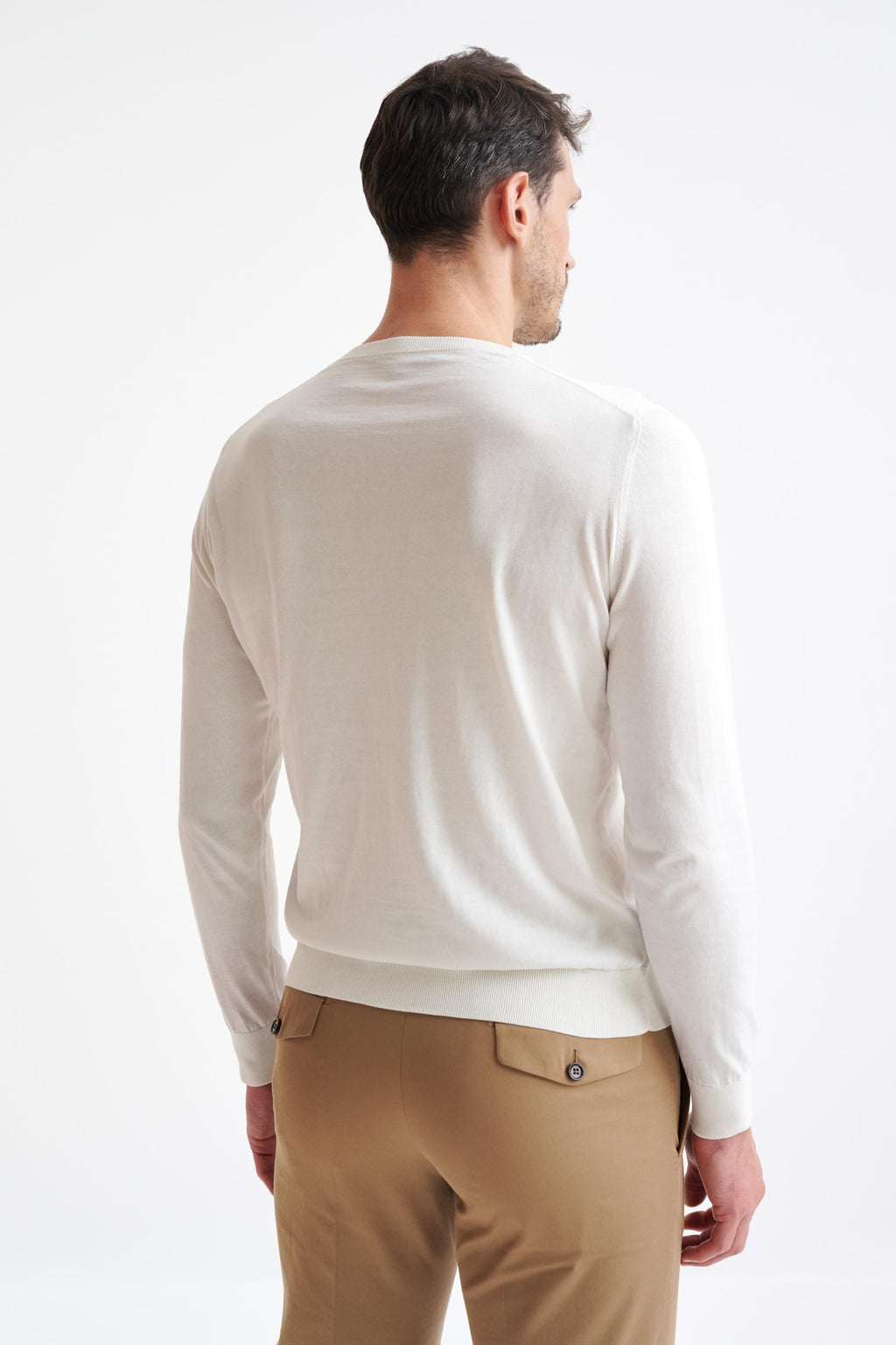 White Staple Cotton Crewe Knitted Sweater — detail 3