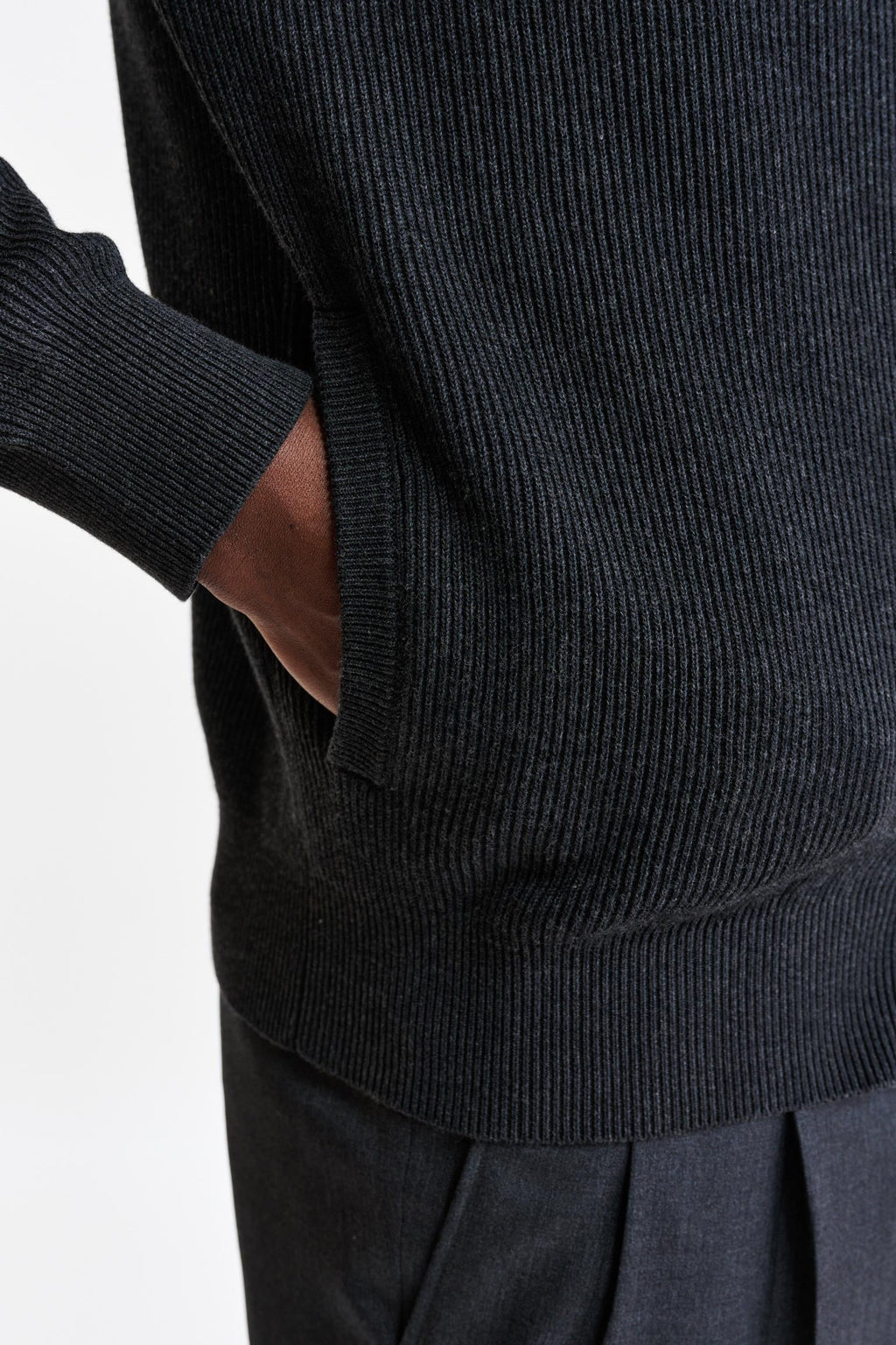 Grey Melange Cotton Exford FullZip Knitted Sweater — detail 3