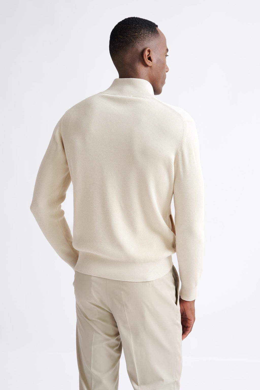 Cream Cotton Exford FullZip Knitted Sweater — detail 4