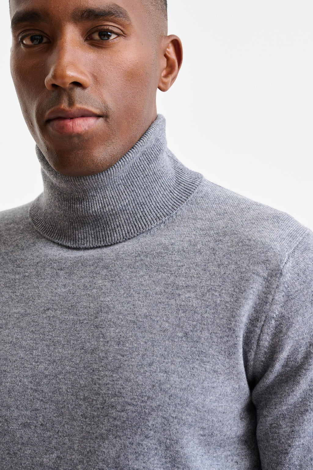 Mid-Grey Melange Cashmere Drumberg Rollneck Knitwear — detail 1