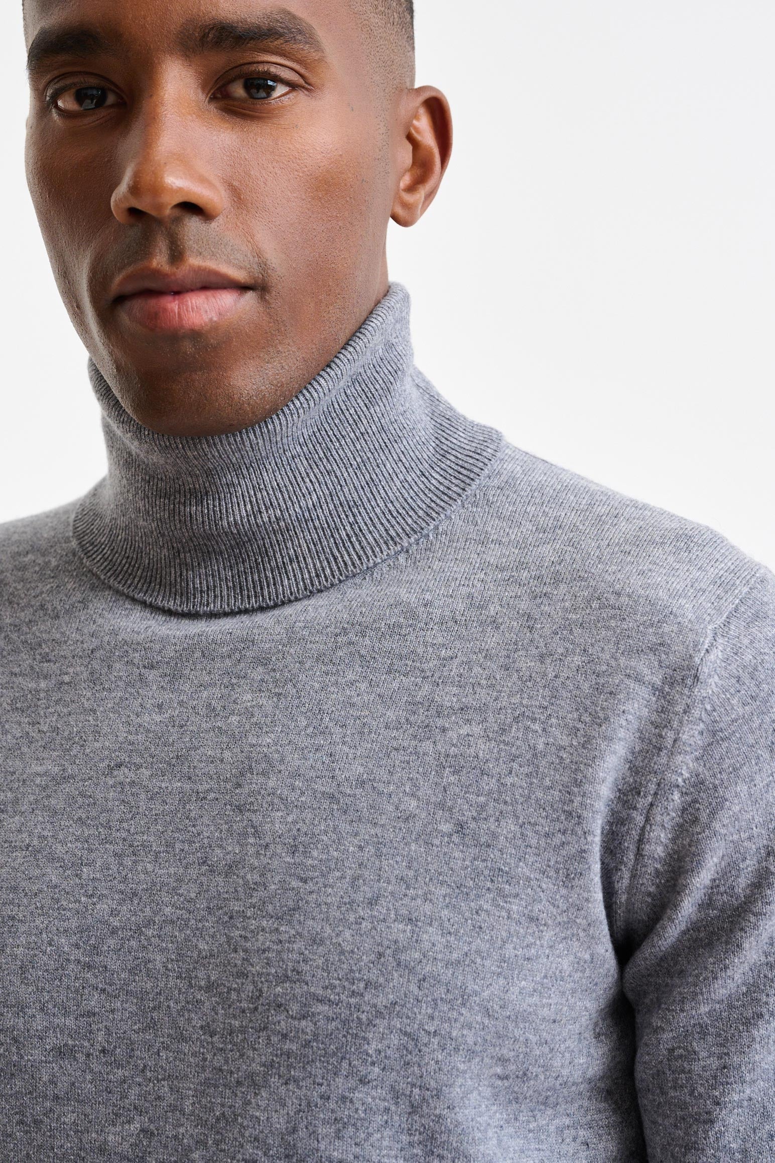 Mid-Grey Melange Cashmere Drumberg Rollneck Knitwear — detail 1