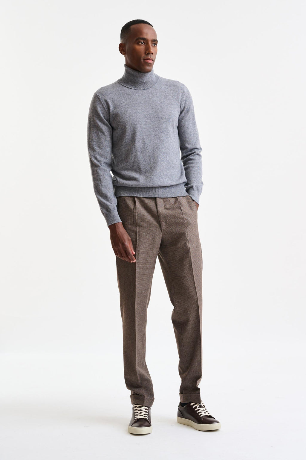 Mid-Grey Melange Cashmere Drumberg Rollneck Knitwear — detail 2