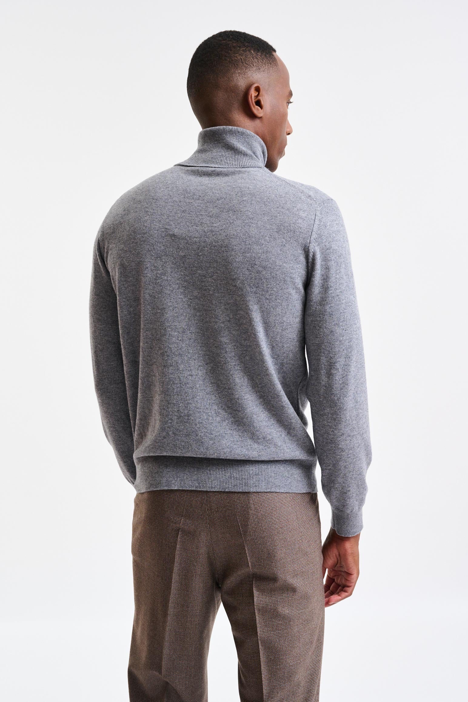 Mid-Grey Melange Cashmere Drumberg Rollneck Knitwear — detail 3