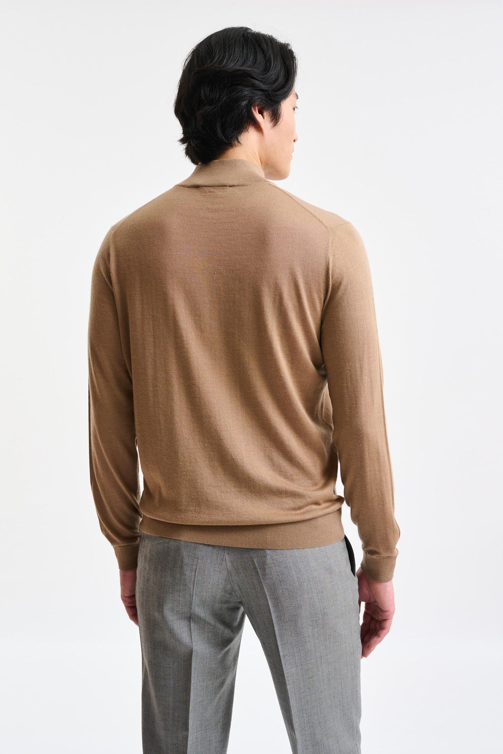 Camel Cashmere & Merino Silk Ramsey High Crew Knitwear — detail 3