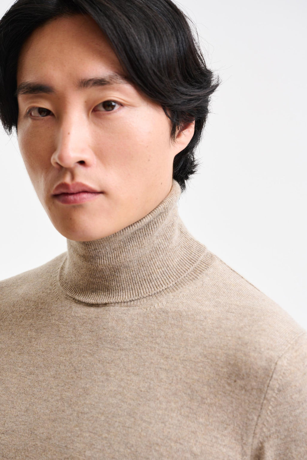 Sand Melange Cashmere Drumberg Rollneck Knitwear — detail 1