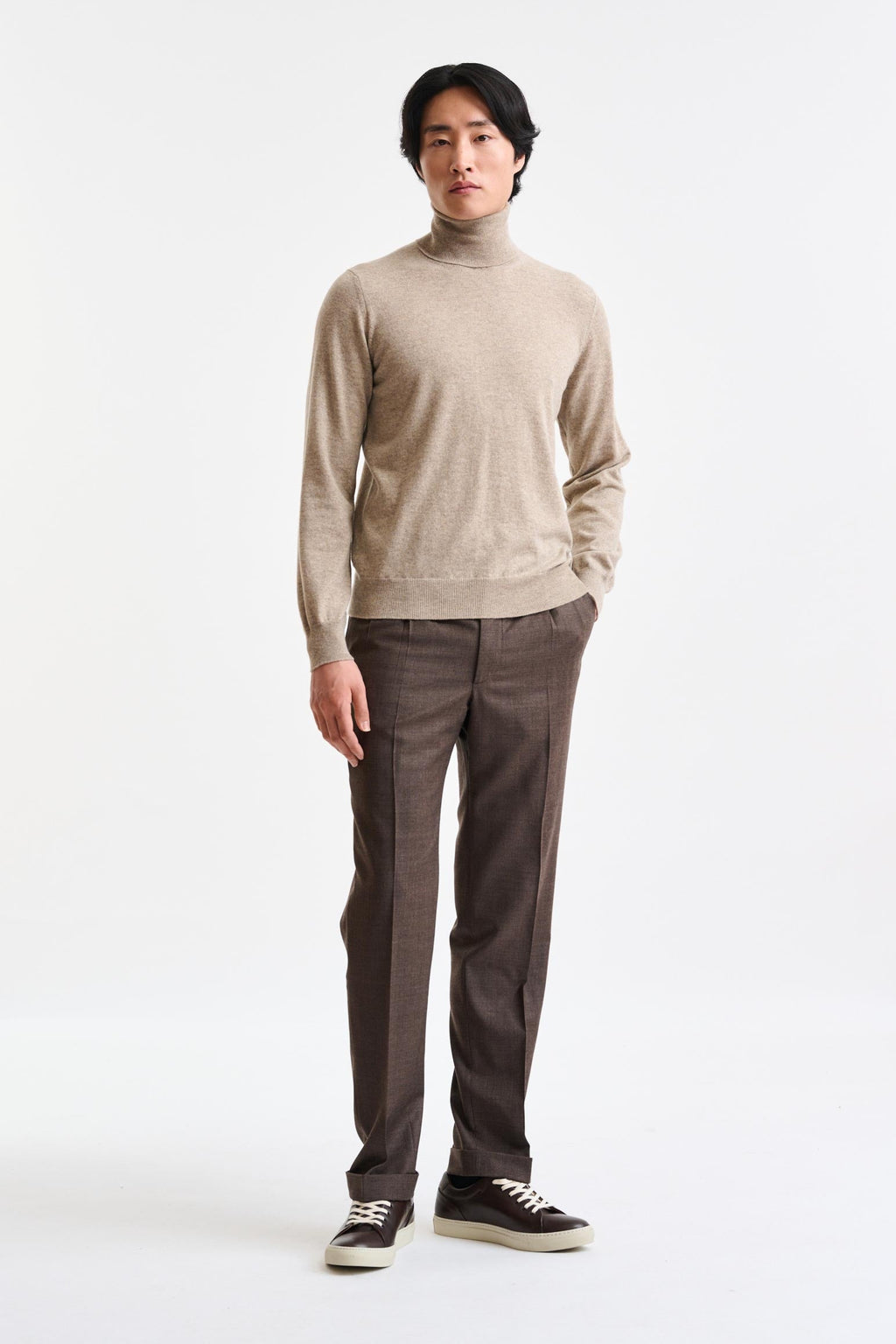 Sand Melange Cashmere Drumberg Rollneck Knitwear — detail 2