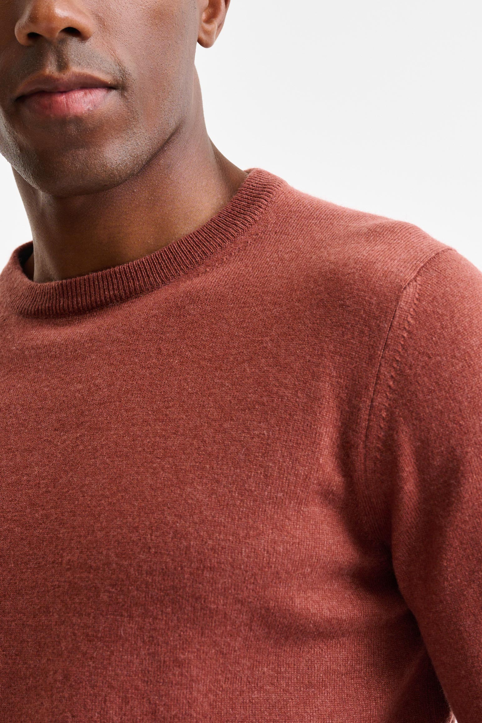 Burnt Henna Cashmere Contin Crewneck Knitwear — detail 1