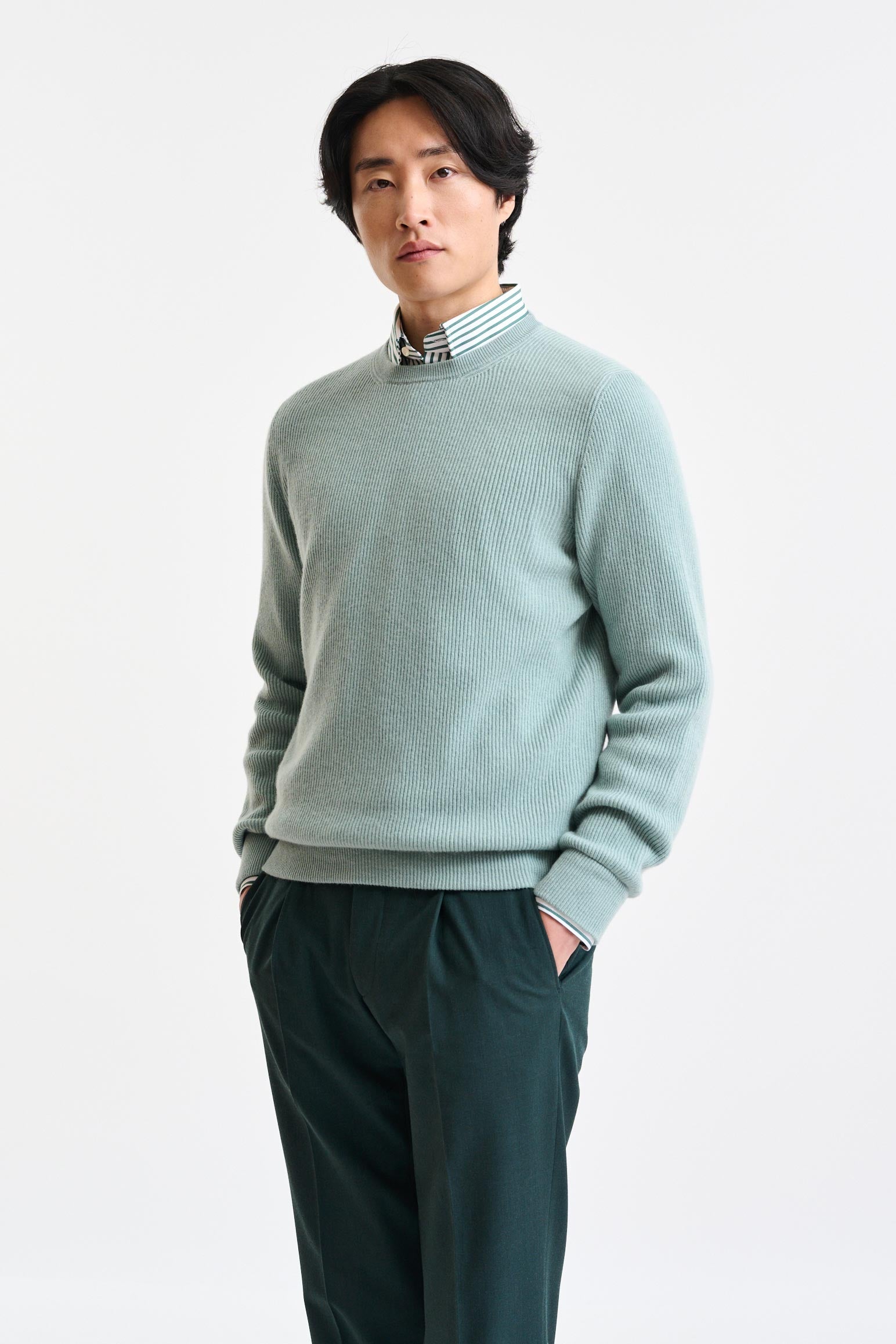 Blue Surf Cashmere Harrow Crewneck Knitwear