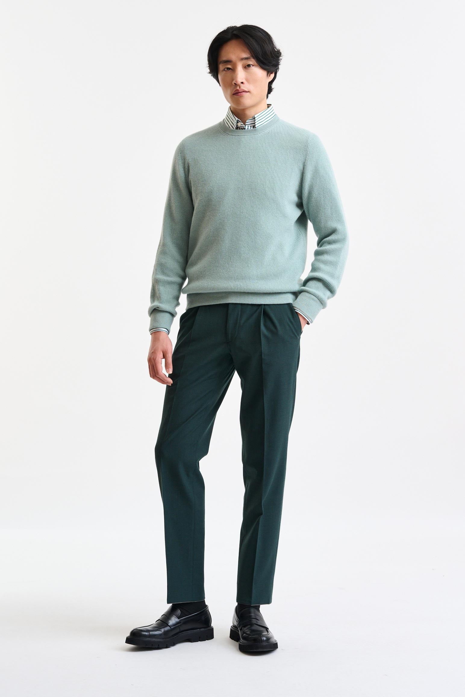 Blue Surf Cashmere Harrow Crewneck Knitwear — detail 2