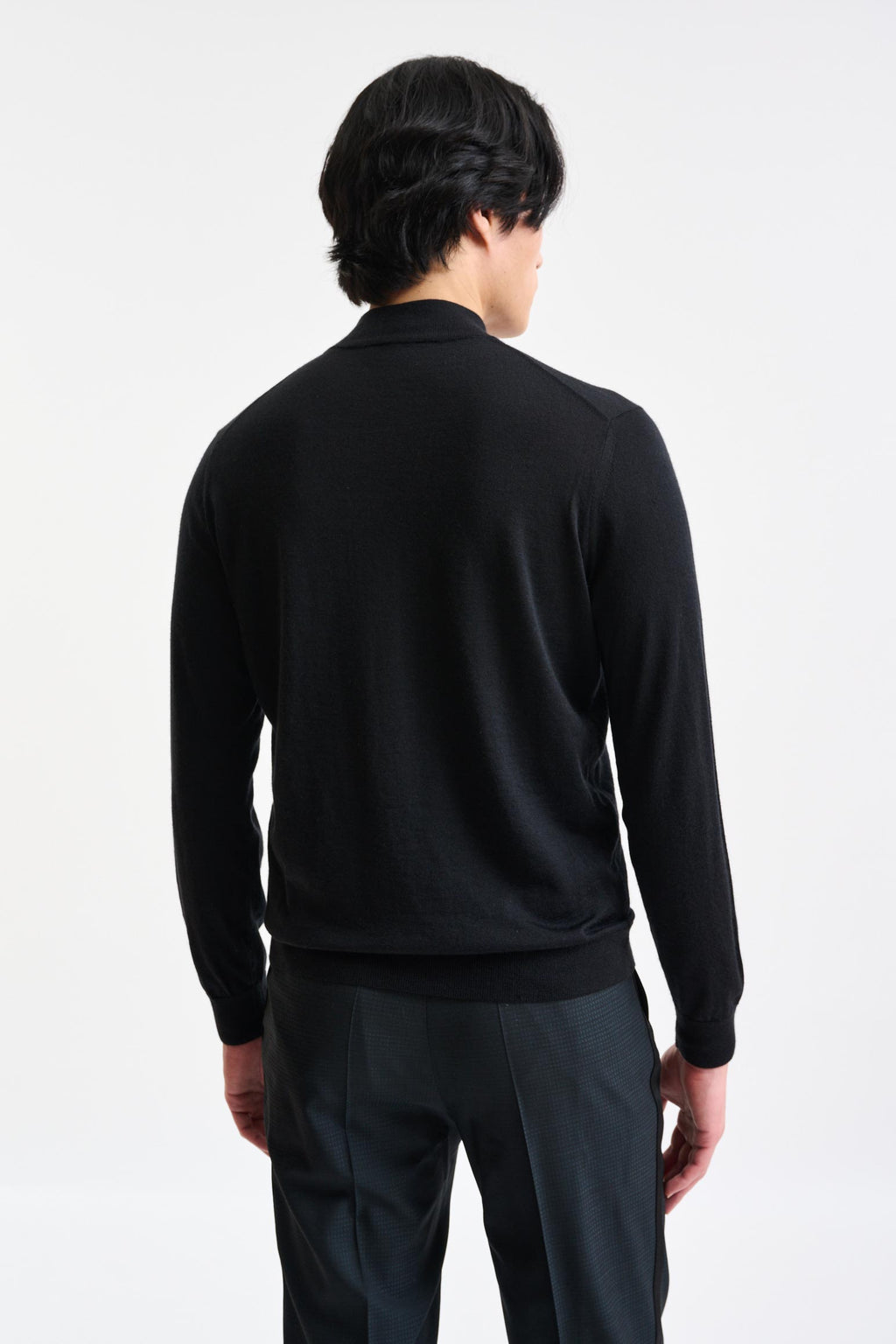 Black Cashmere & Merino Silk Ramsey High Crewneck Knitwear — detail 3