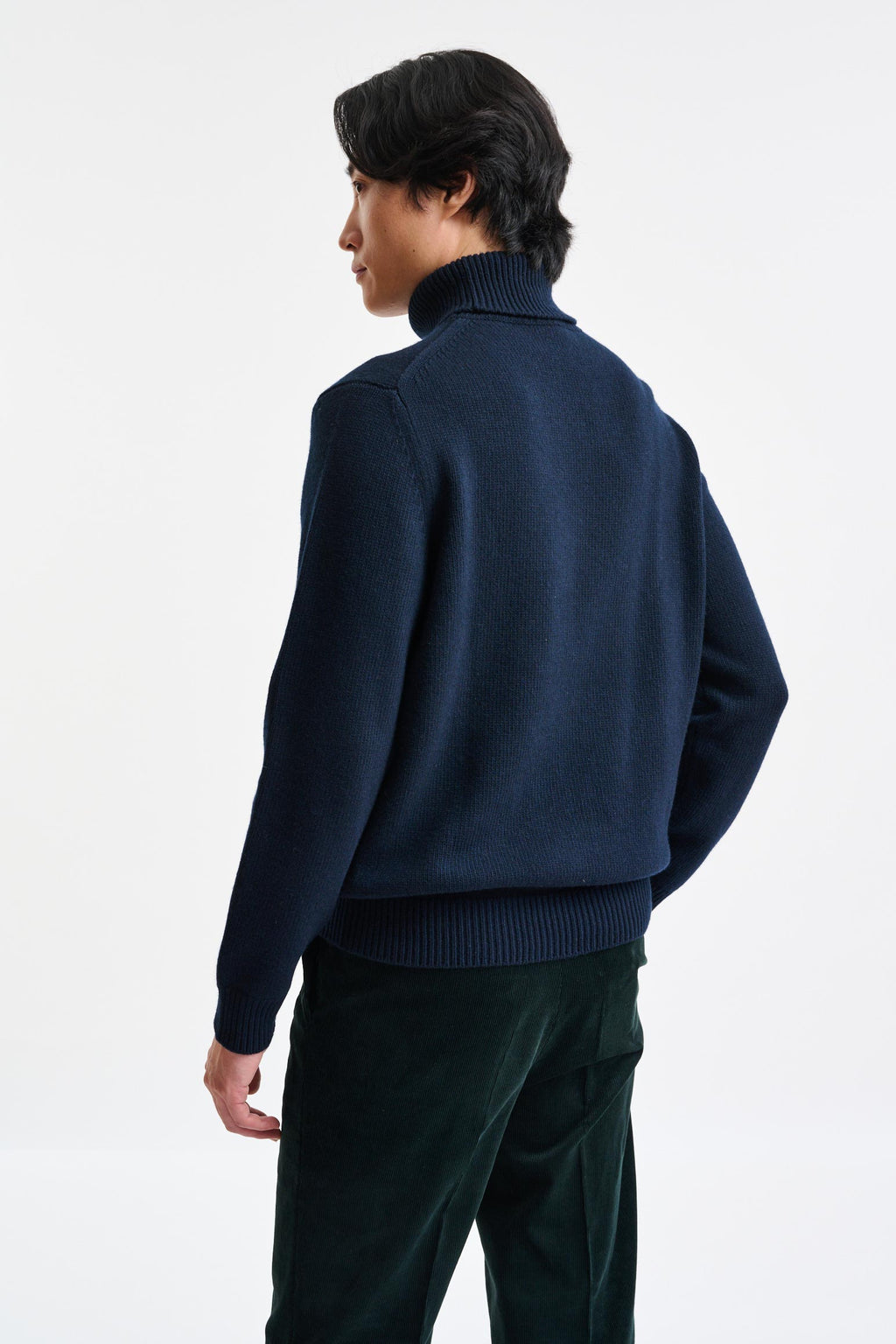 Navy Cashmere & Wool Glamis Rollneck Knitwear — detail 3