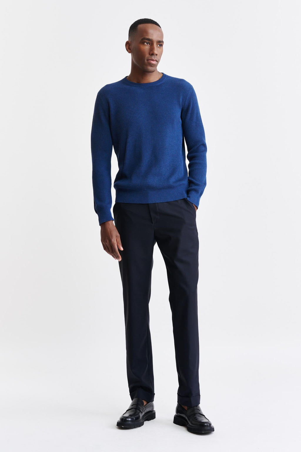 Denim Blue Cotton Crewneck Harrow Knitwear — detail 1