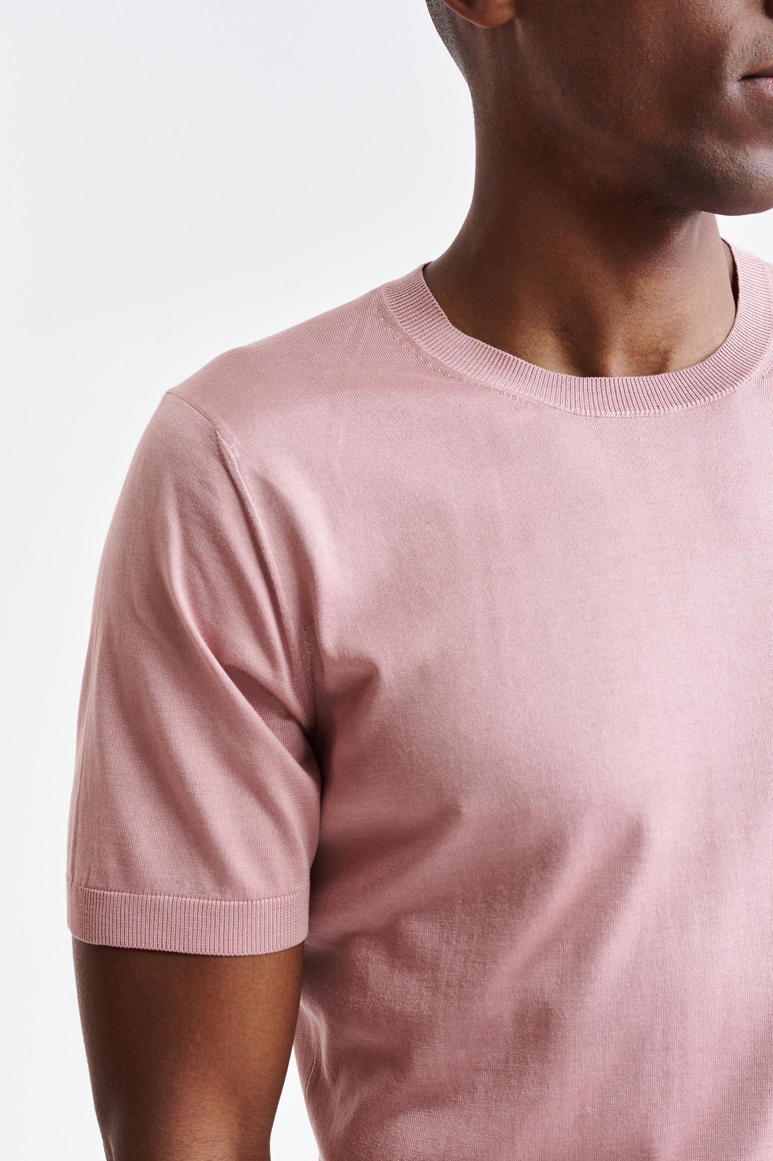 Pale Pink Silk Crewneck Penryn Knitwear — detail 1
