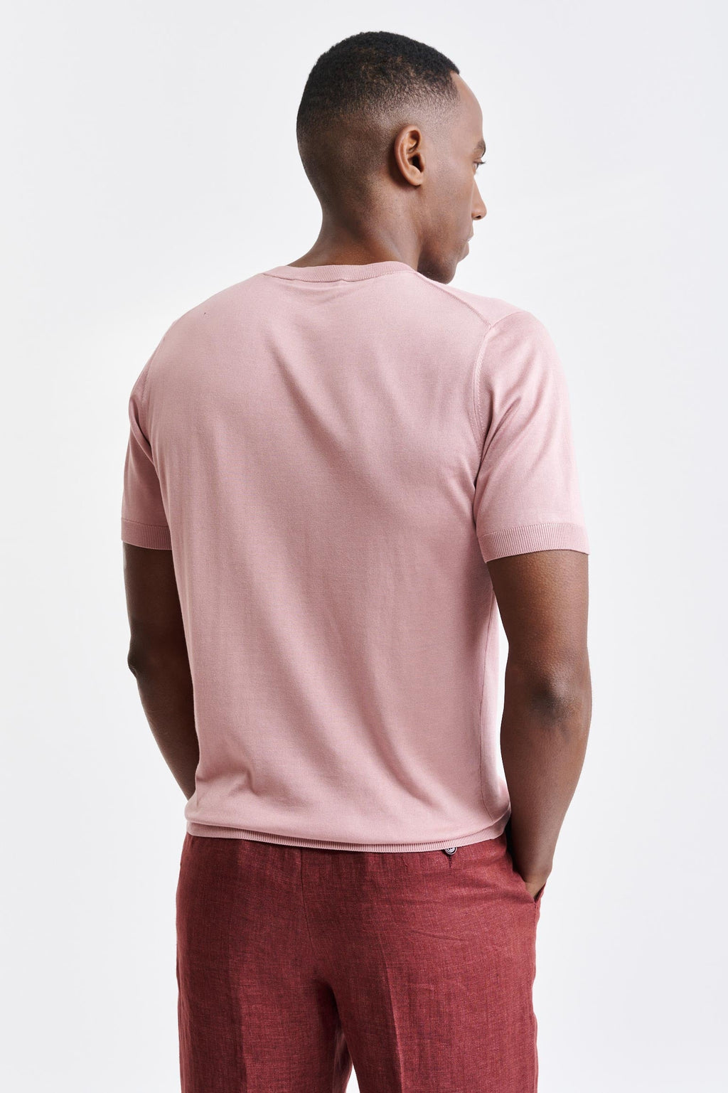 Pale Pink Silk Crewneck Penryn Knitwear — detail 2