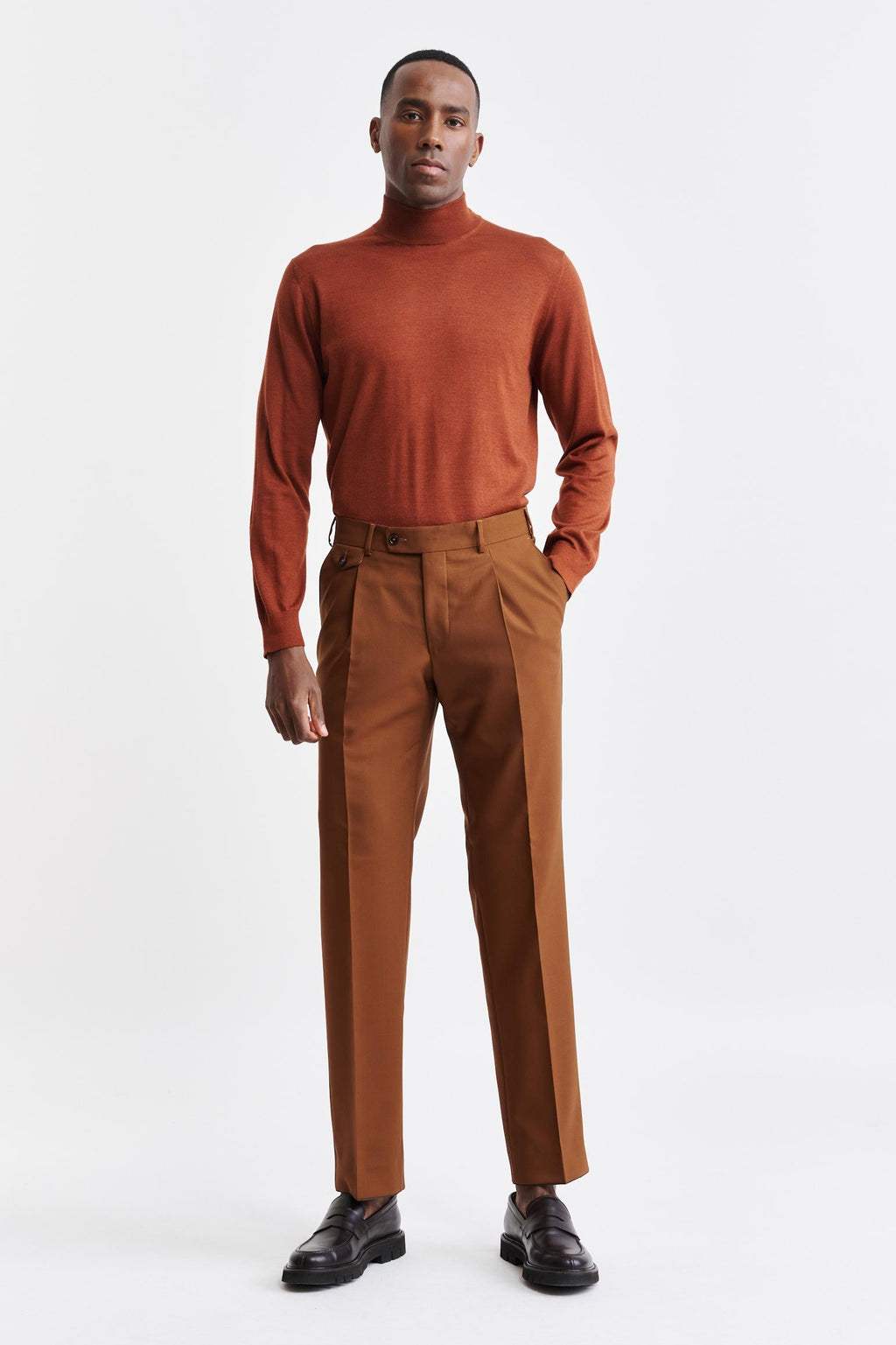 Intense Rust Cashmere & Silk High Crewneck Ramsey Knitwear — detail 1