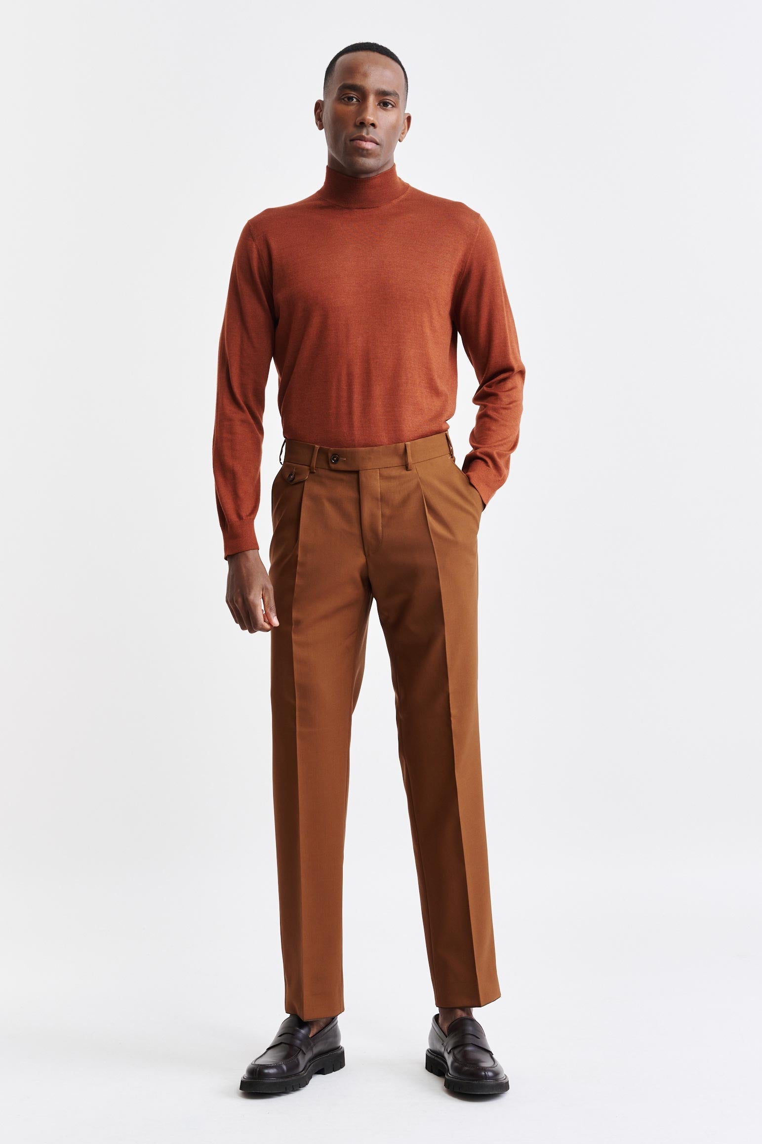 Intense Rust Cashmere & Silk High Crewneck Ramsey Knitwear — detail 1