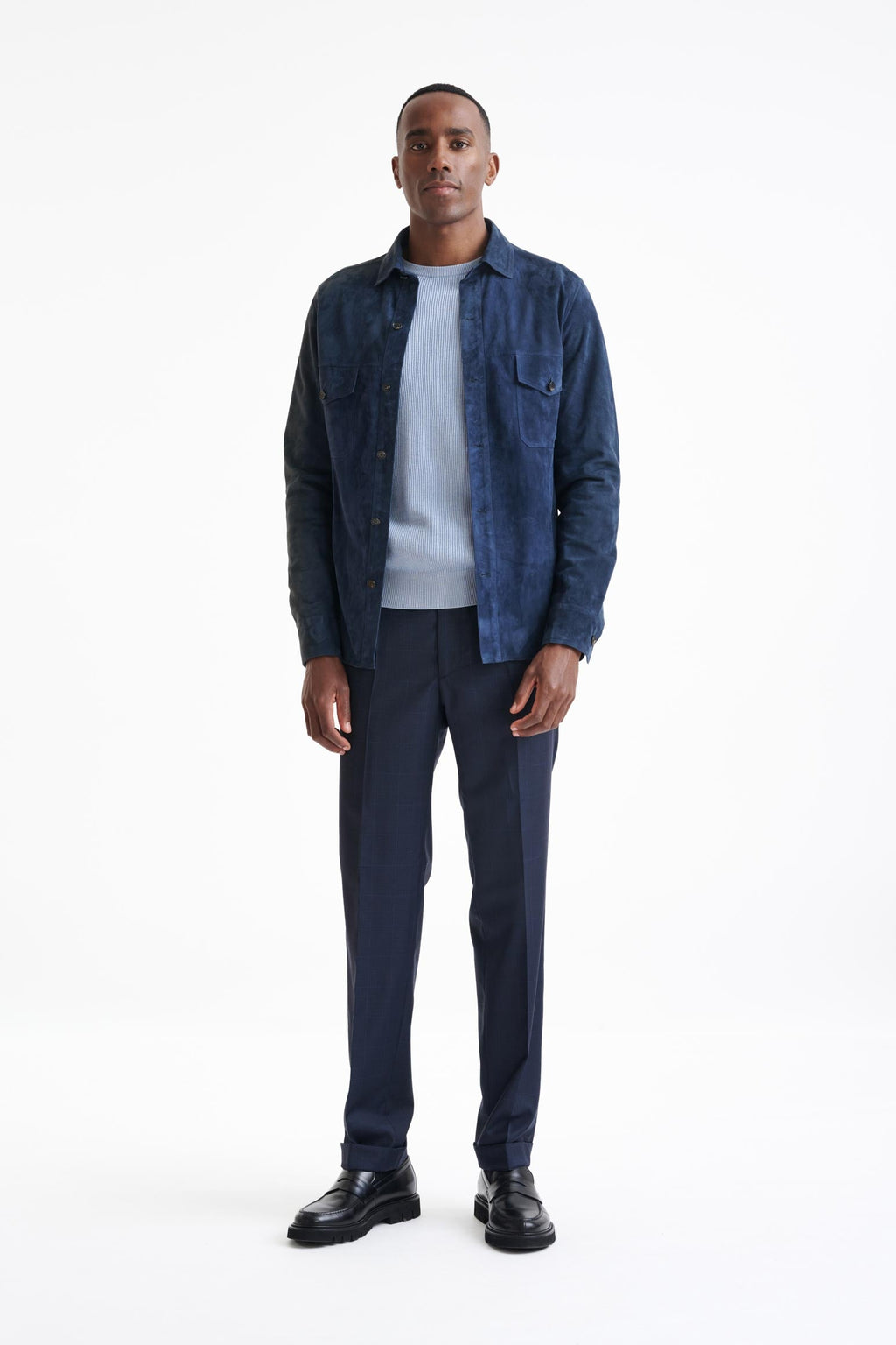 Blue Hexham Goat Suede Shirt Jacket — detail 1