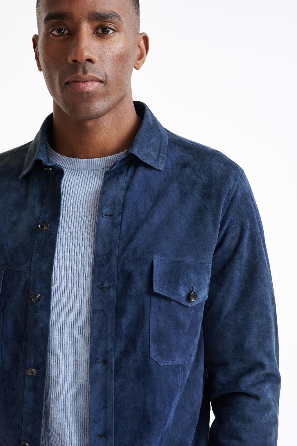 Blue Hexham Goat Suede Shirt Jacket — detail 2