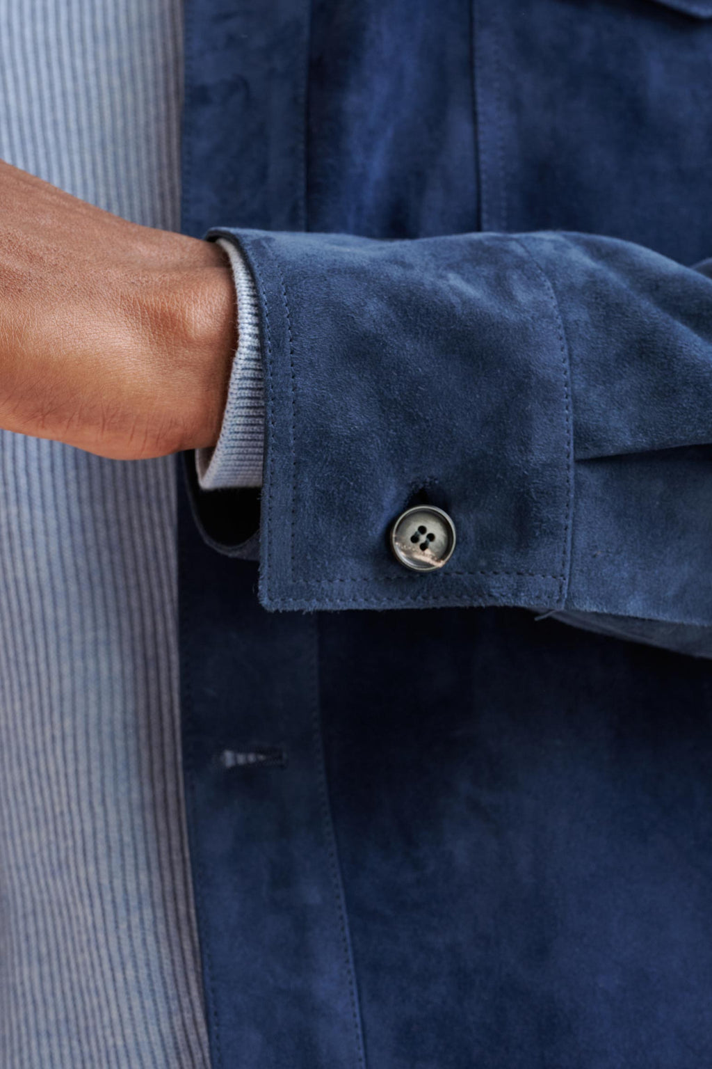 Blue Hexham Goat Suede Shirt Jacket — detail 3