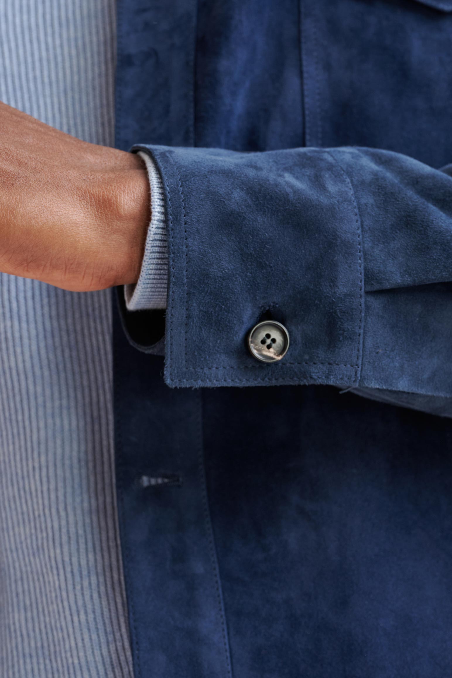 Blue Hexham Goat Suede Shirt Jacket — detail 3