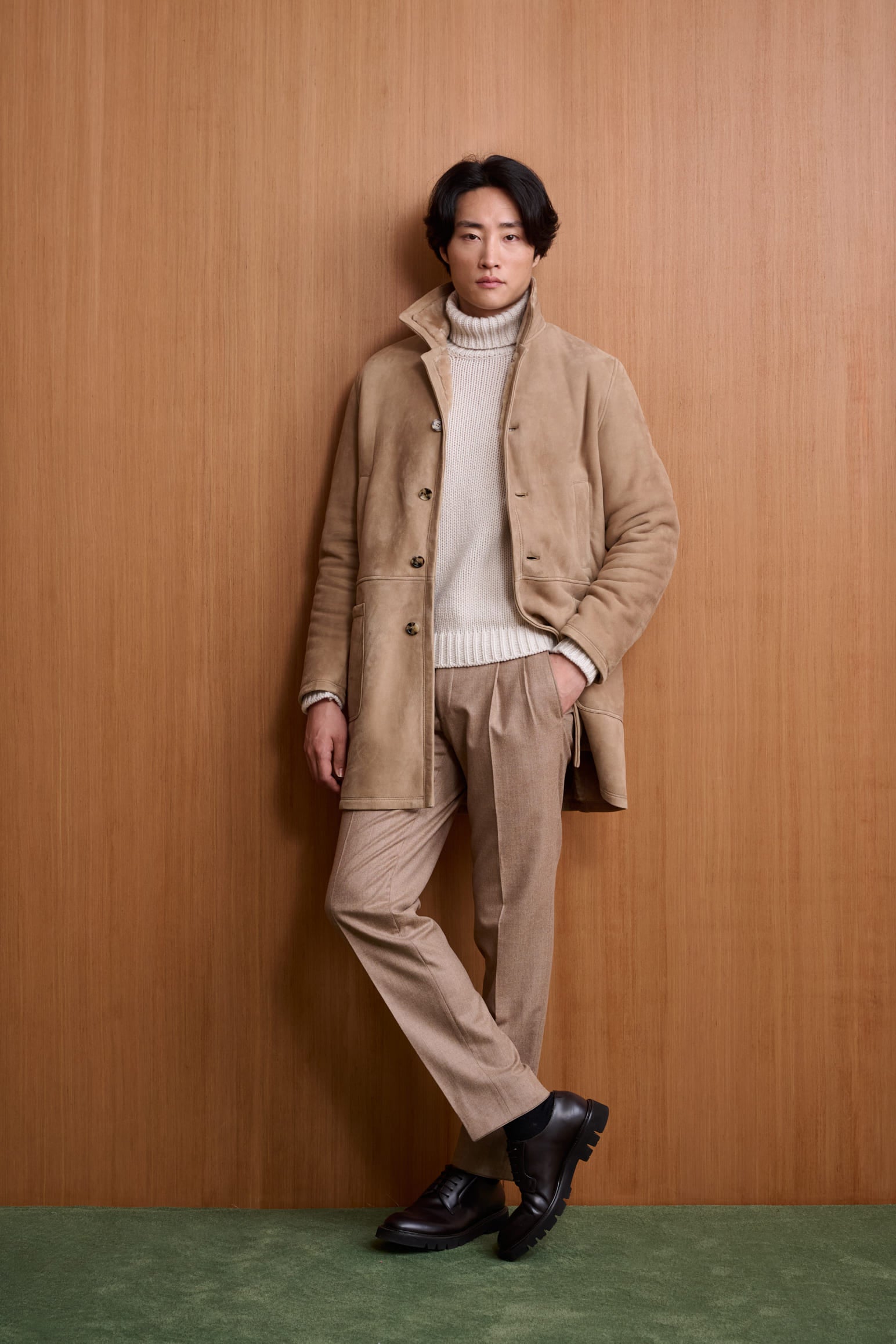 Almond Shearling Havant Coat — detail 4