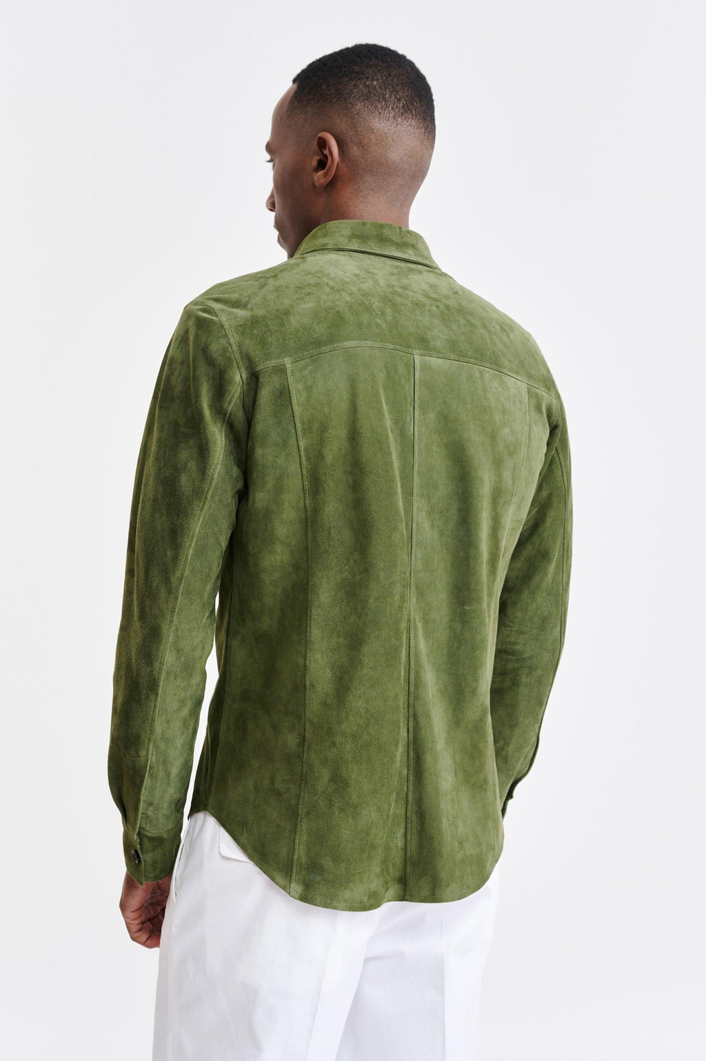 Olive Green Goat Suede Hexham Shirt Jacket — detail 6