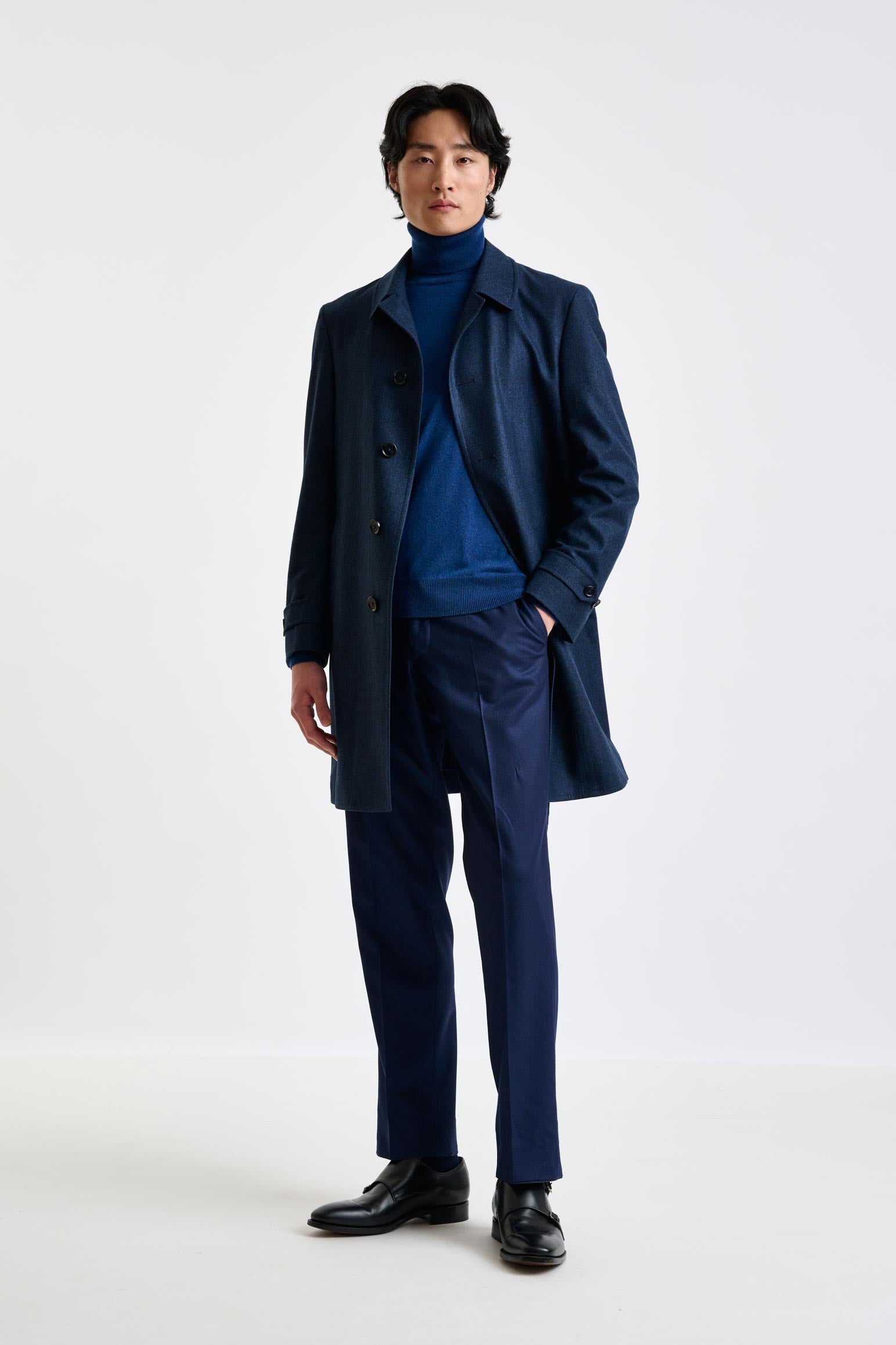 Dark Blue Wool Leeds Coat Zeus — detail 1