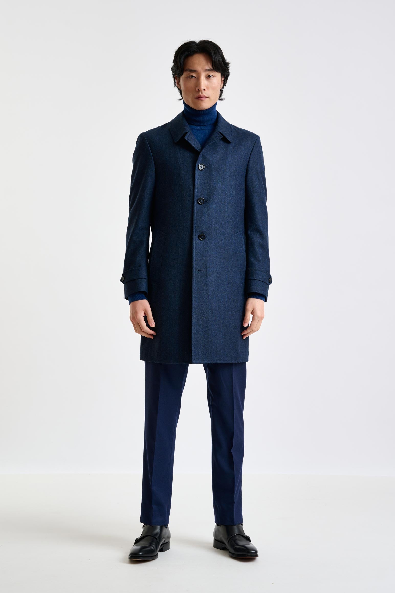 Dark Blue Wool Leeds Coat Zeus — detail 2
