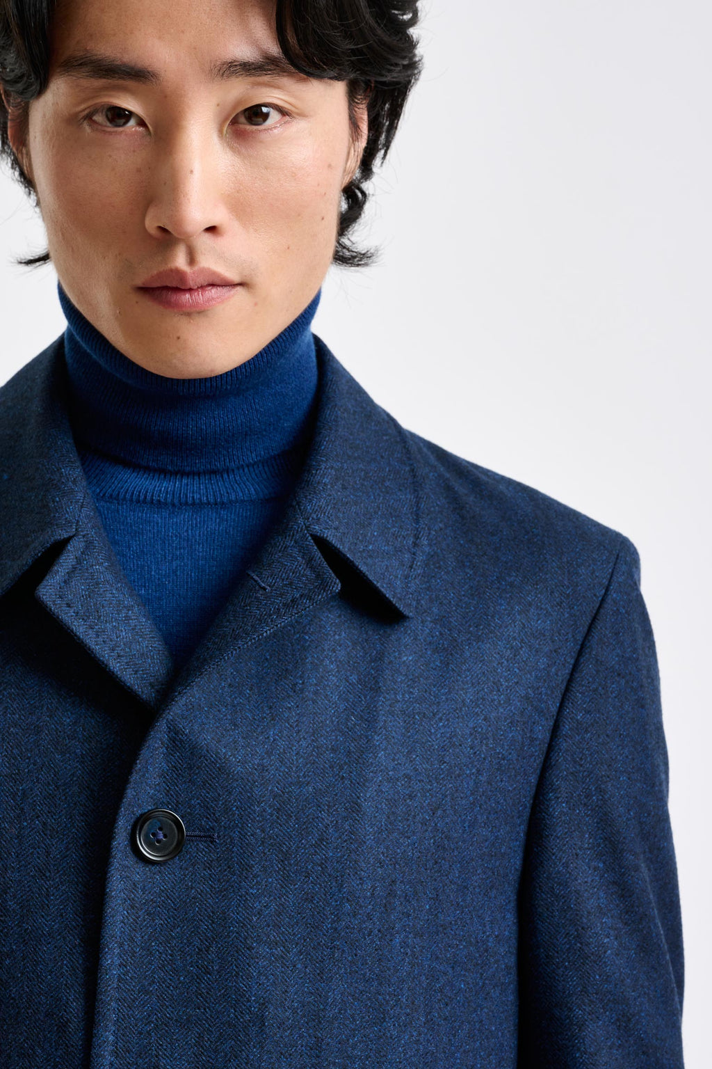 Dark Blue Wool Leeds Coat Zeus — detail 4
