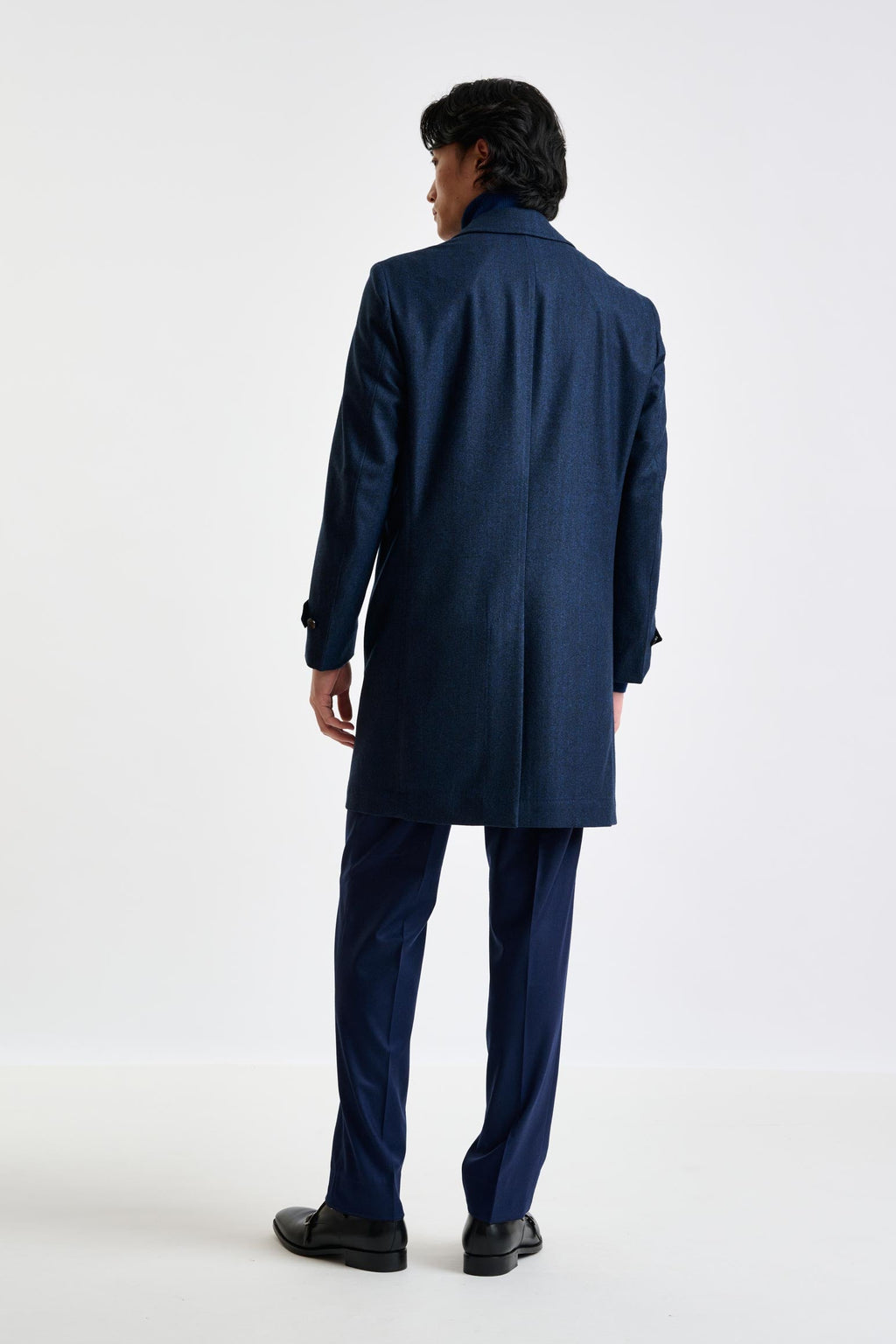 Dark Blue Wool Leeds Coat Zeus — detail 3