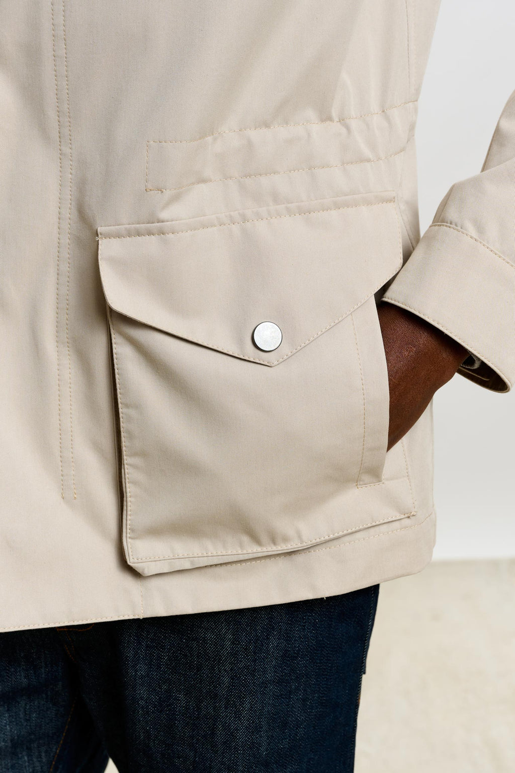 Beige Cotton Dartmoor Tech Field Jacket — detail 1