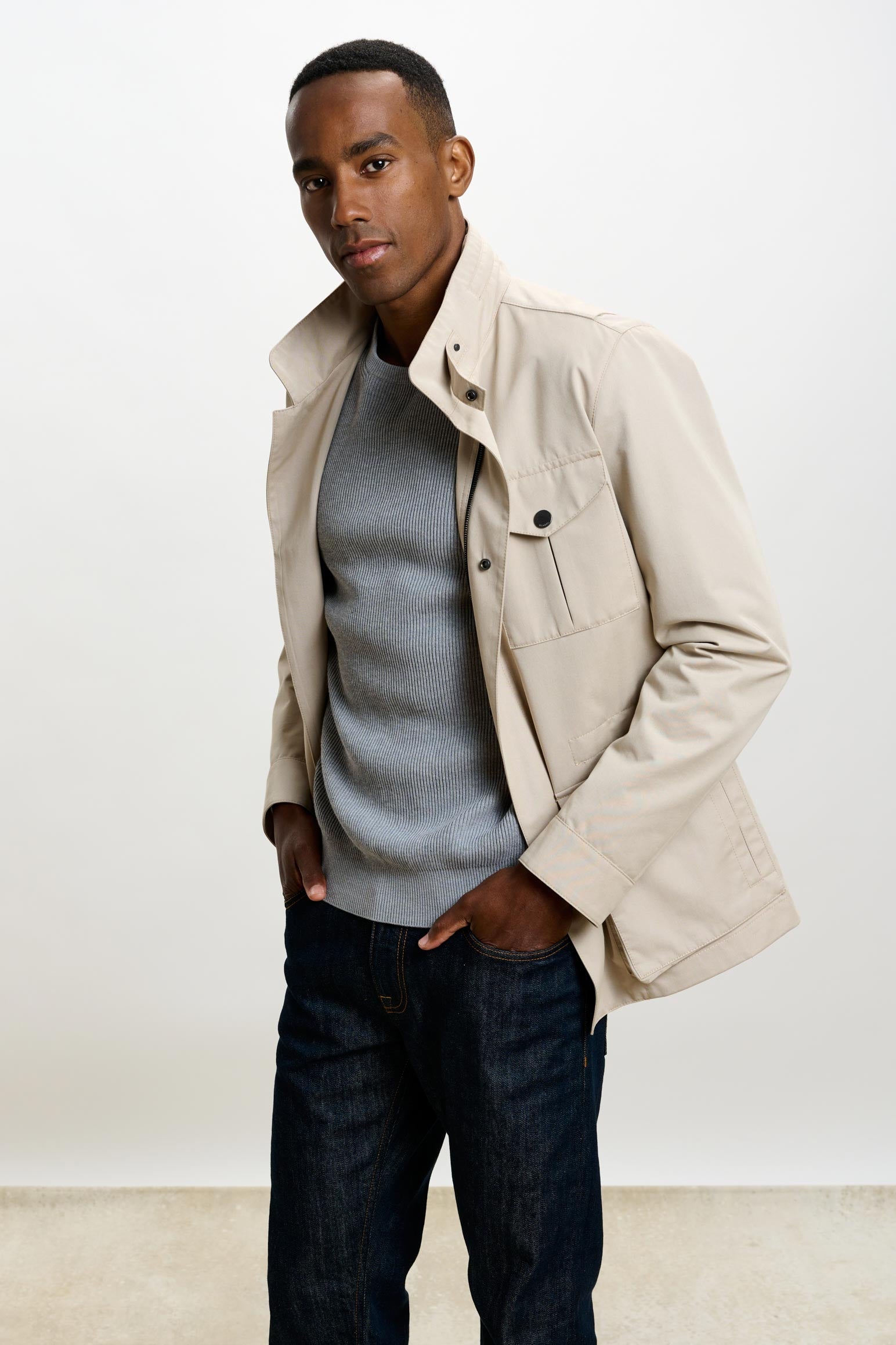 Beige Cotton Dartmoor Tech Field Jacket — detail 5