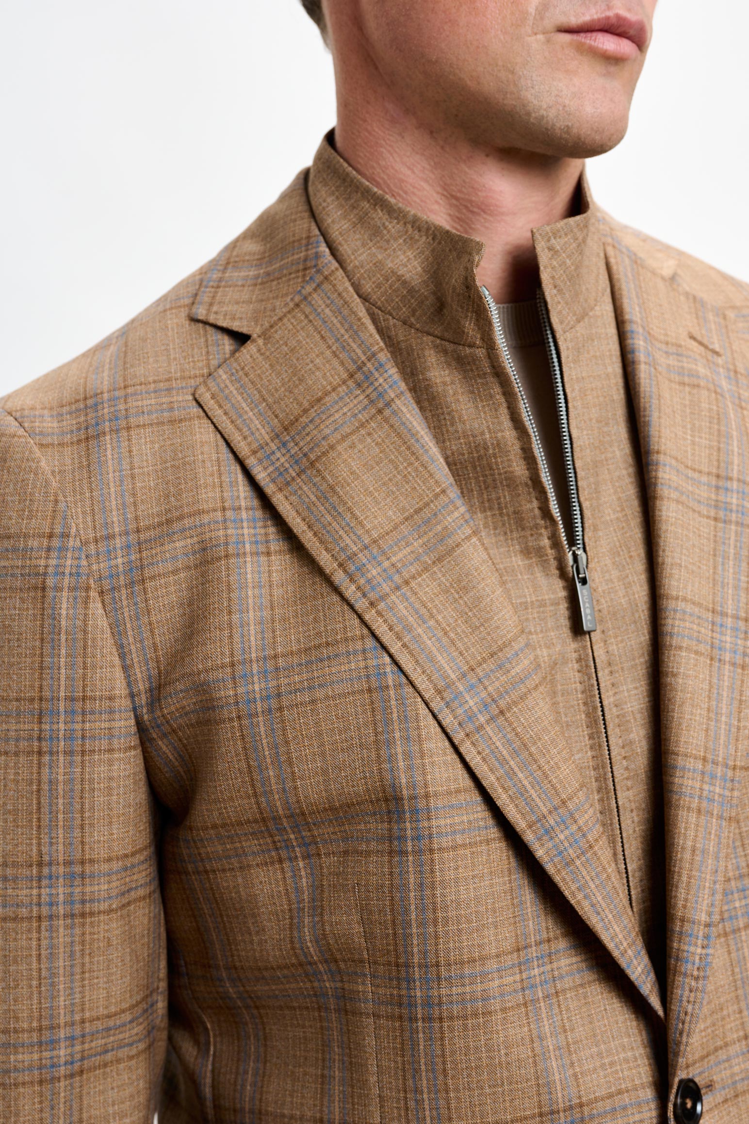 Rust Check Stanfield Jacket Crossover — detail 4