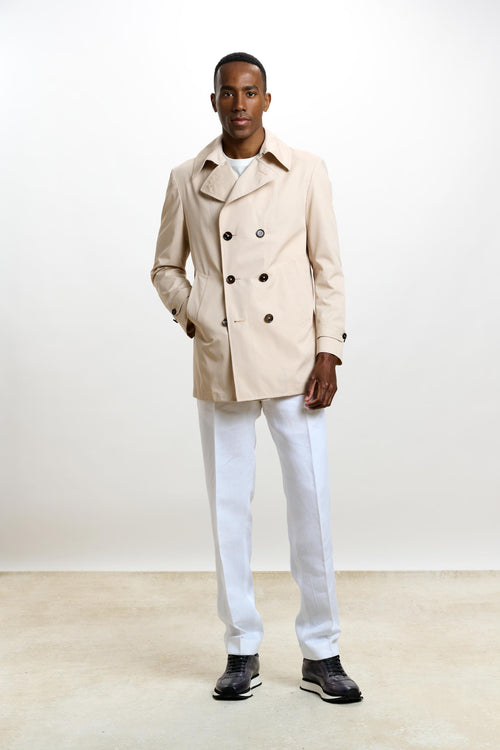 Beige Cotton Nelson Tech Peacoat — detail 1