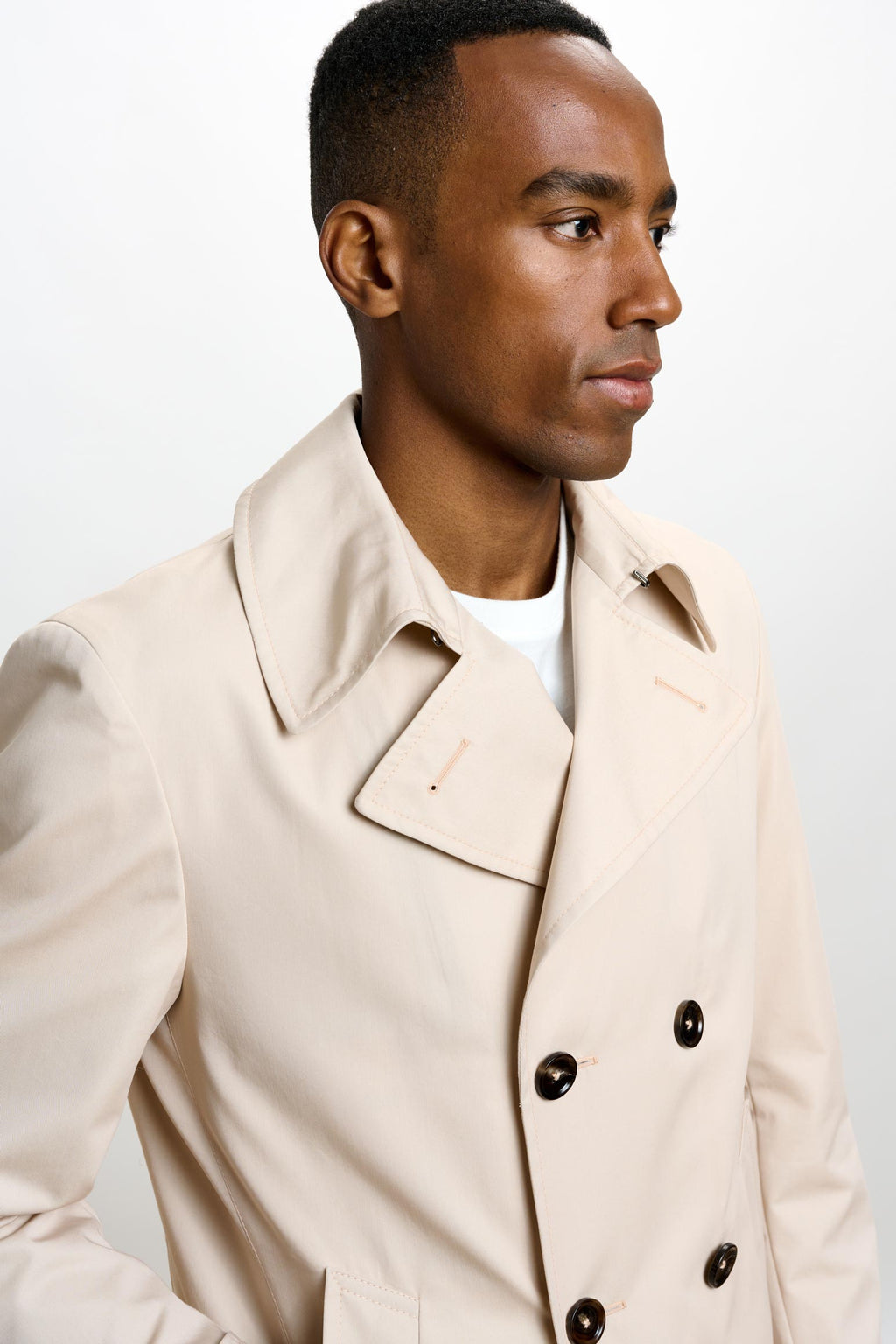 Beige Cotton Nelson Tech Peacoat — detail 2
